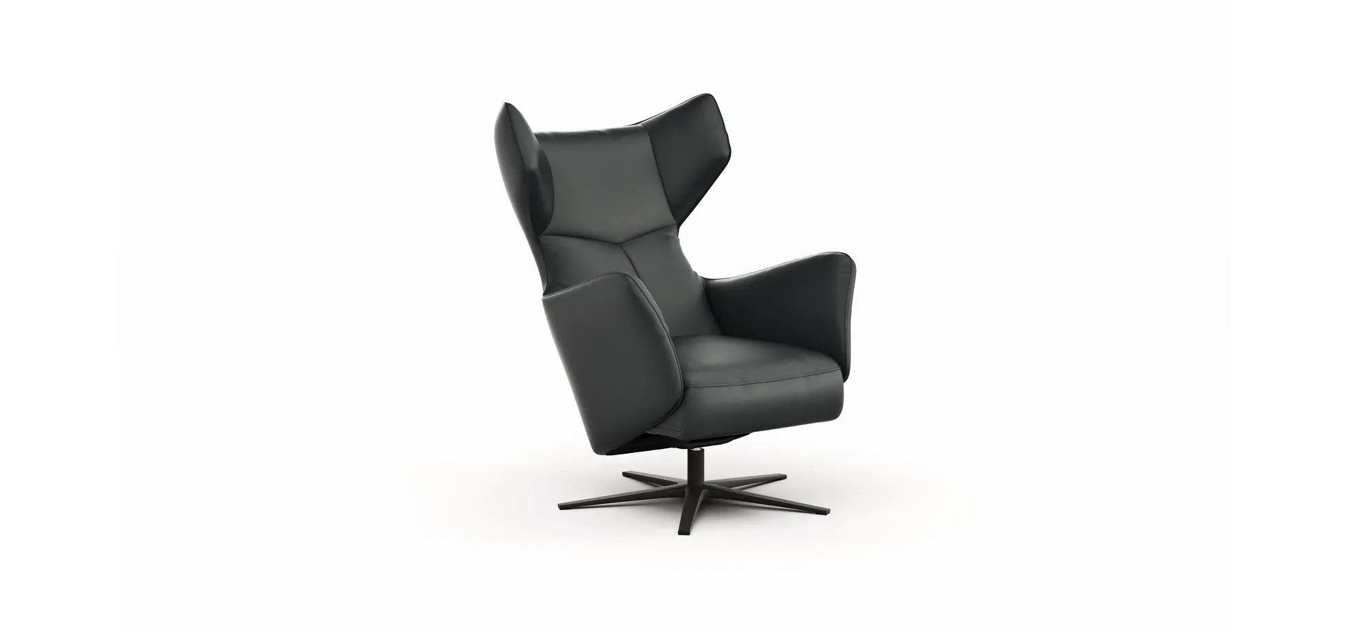 Sessel Noto Relax II - Rückenlehne verstellbar, Leder, schwarz