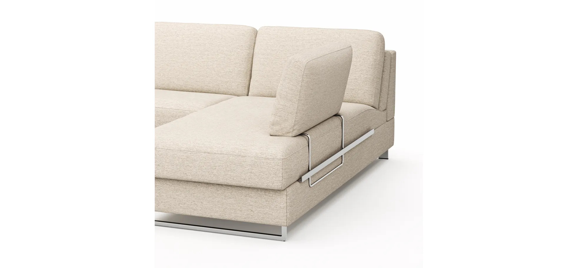 Ecksofa Nuoro - 2-Sitzer mit Longchair rechts inkl. Schlaffunktion und Bettkasten, Stoff, Beige