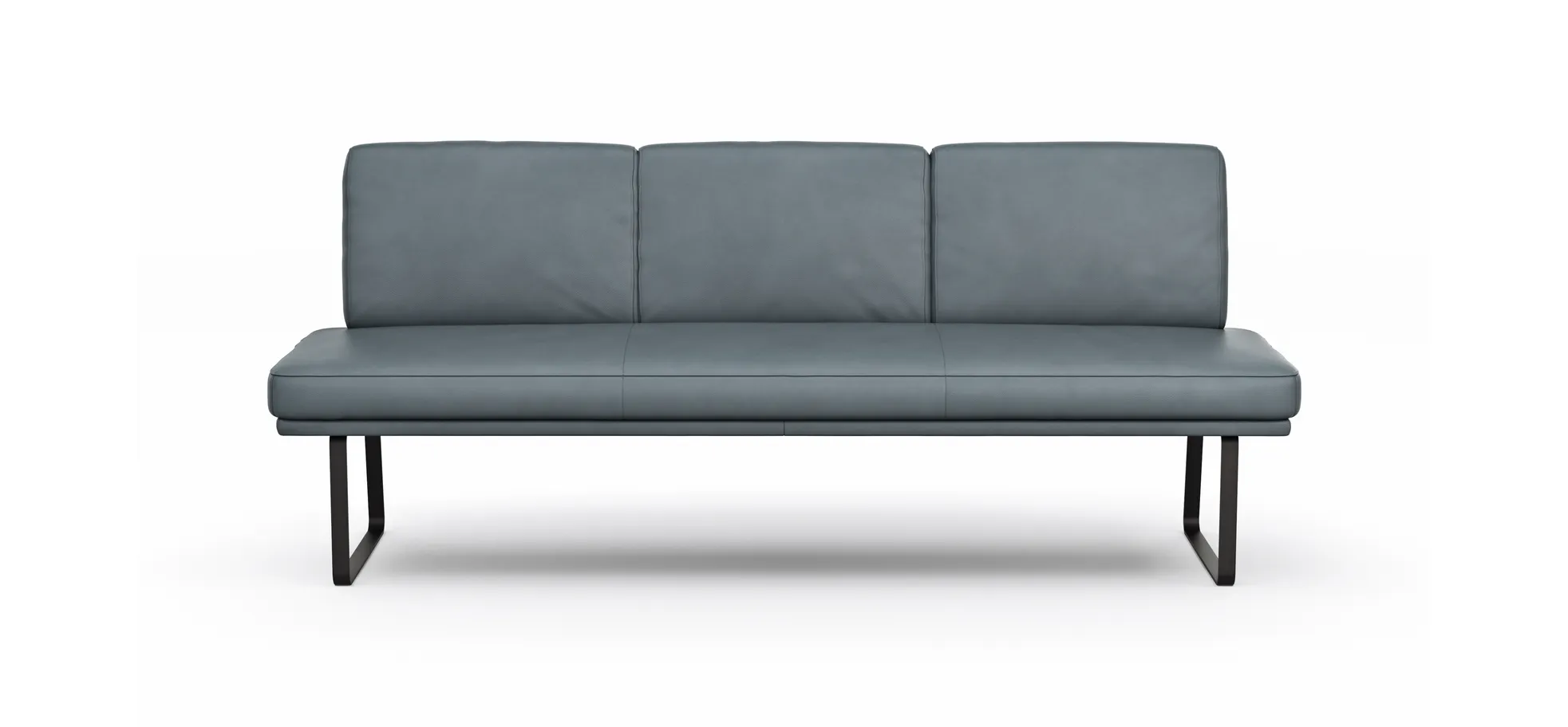 Bank Valloni - B ca. 221 cm, mit Rückenlehne, Leder, Hellblau