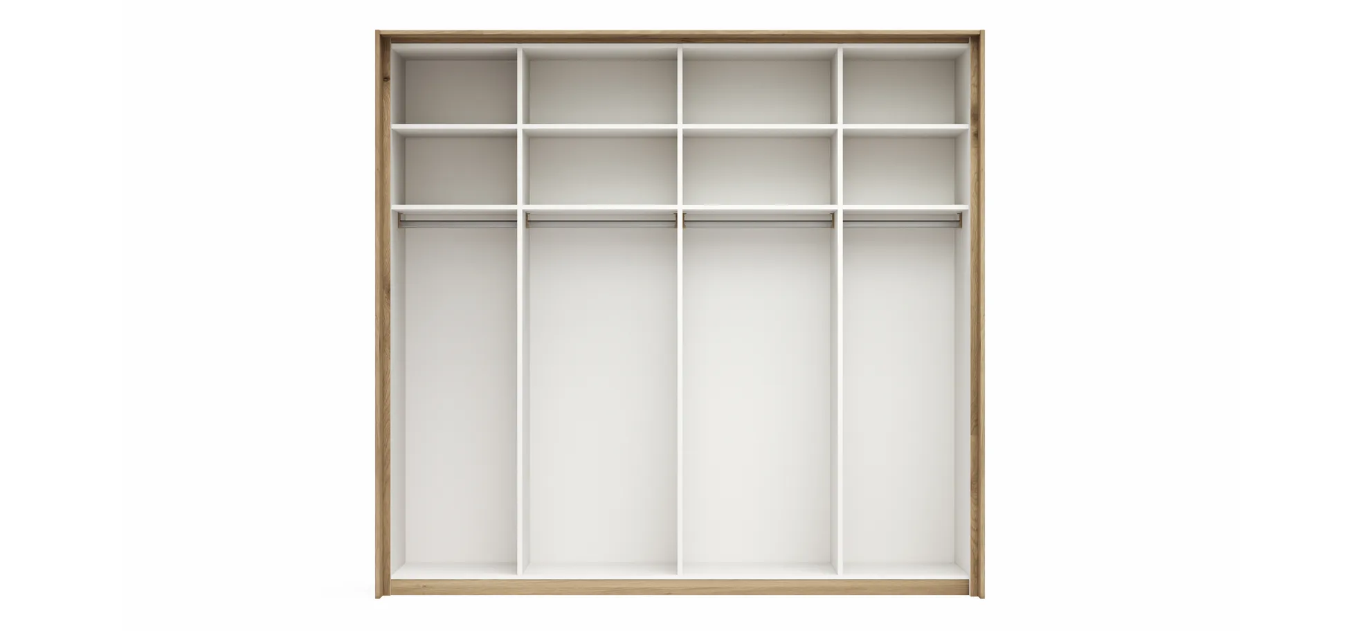 Schwebetürenschrank Viana - B ca. 218 cm, Furnier, Balkeneiche, Hellgrau