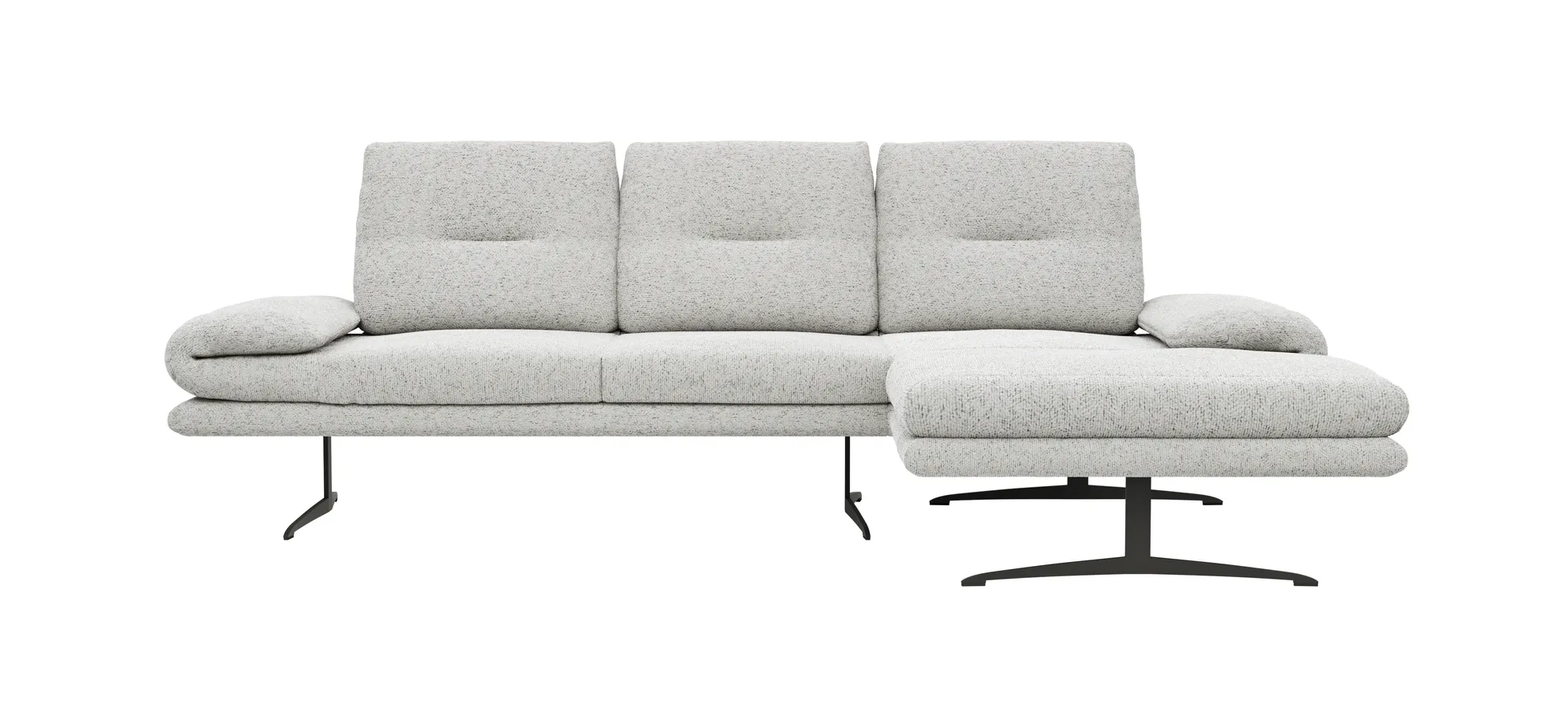 Ecksofa Lucero 2.0 - 2-Sitzer mit Longchair rechts inkl. Rückenlehne verstellbar, Stoff, Offwhite 1291429841