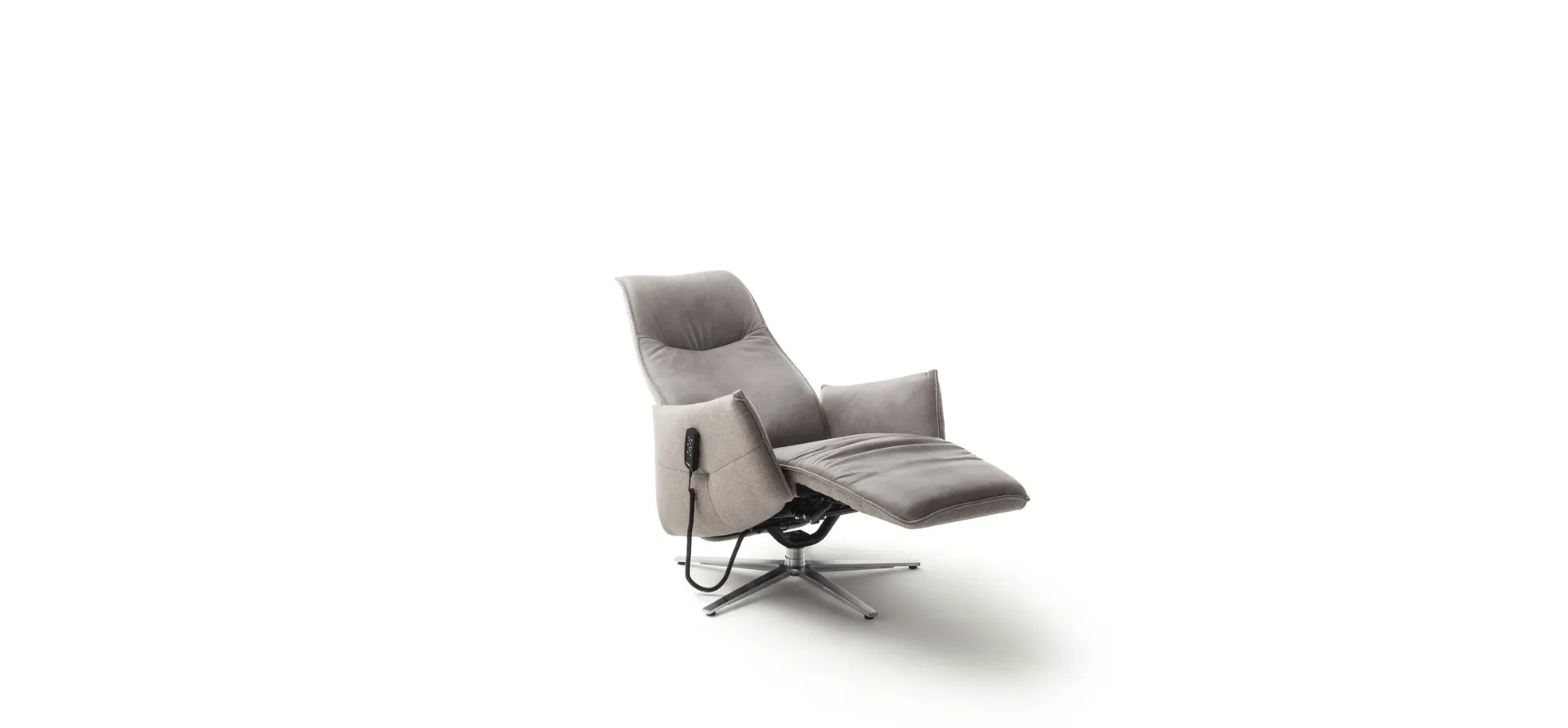 Relaxsessel Marsala - inklusive motorischer Verstellung, Leder, Grau, Stoff, Grau
