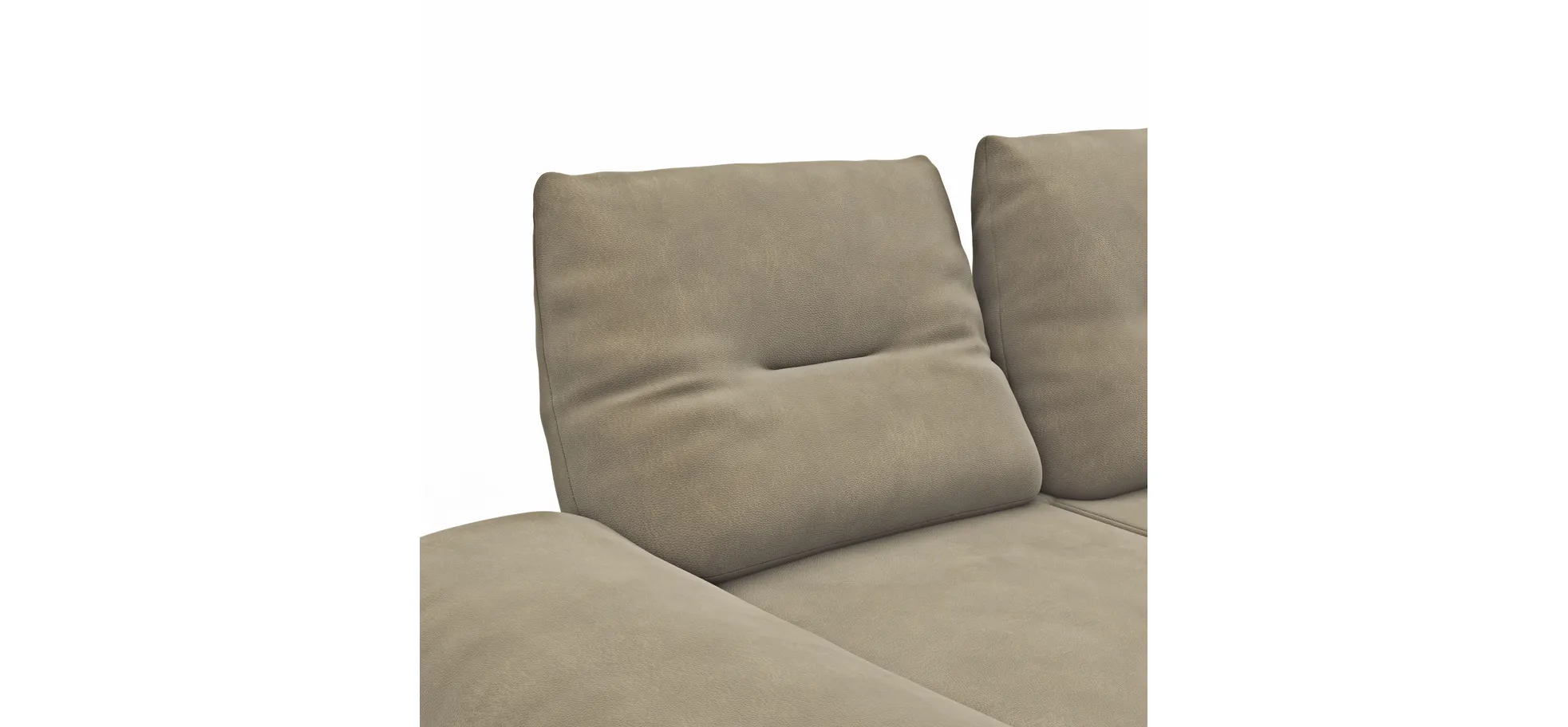 Sofa Lucero - 2,5-Sitzer inkl. Rückenlehne und Sitztiefe verstellbar, Leder, Taupe 