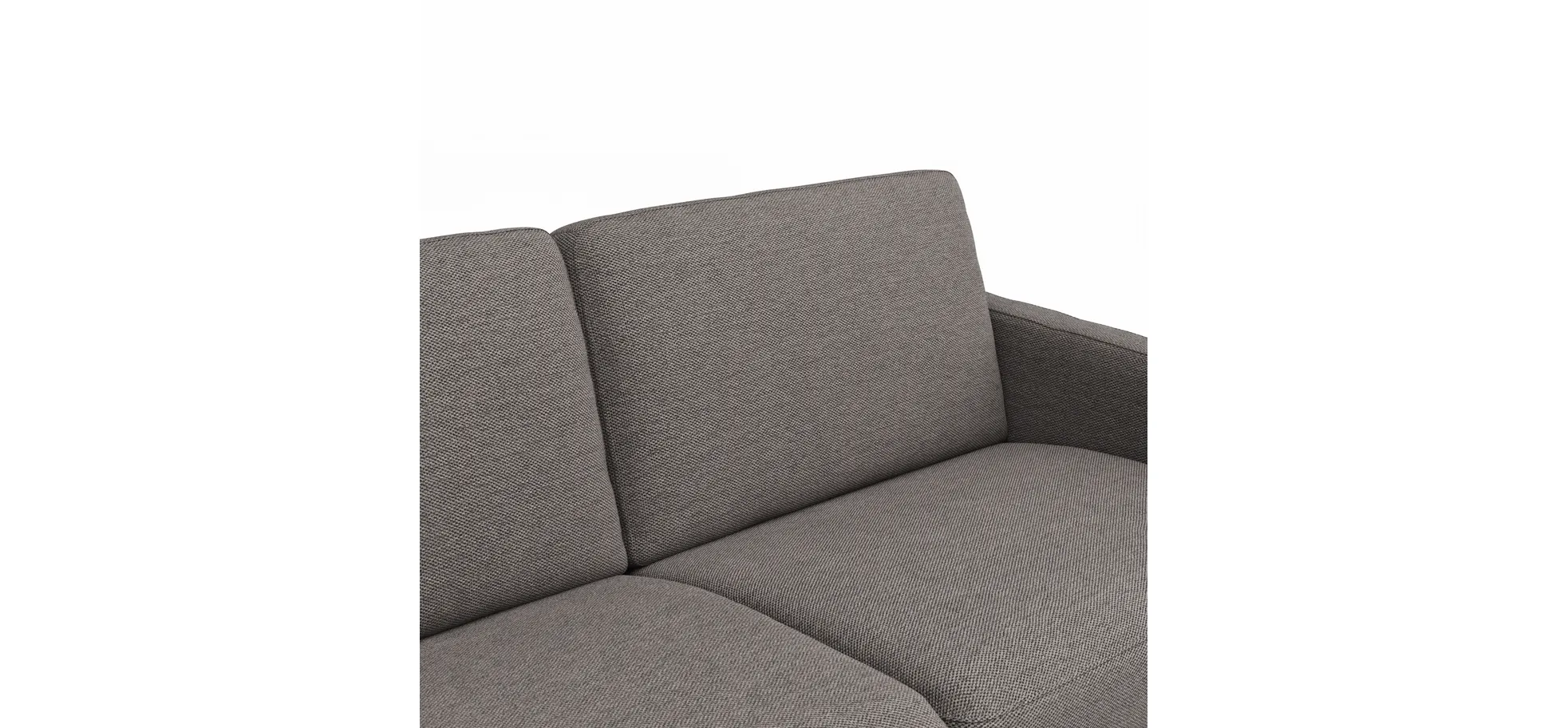 Ecksofa Nuoro - Longchair links mit 2-Sitzer inkl. Schlaffunktion und Bettkasten, Stoff, Grau