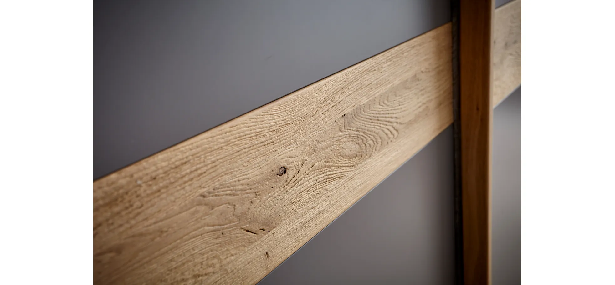 Schwebetürenschrank Viana - inkl. Passepartout, B ca. 271 cm, Lack, Steingrau, Riffholz, Balkeneiche