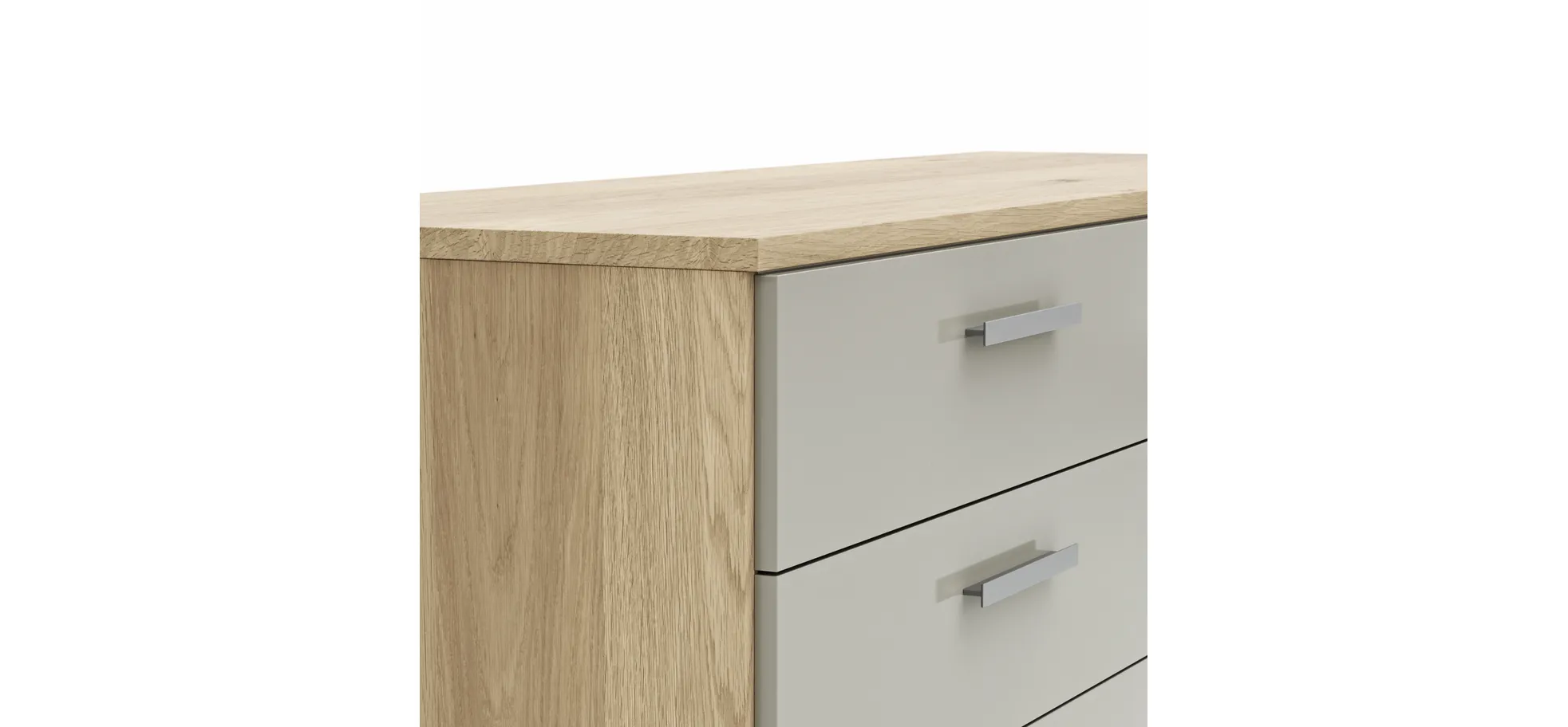 Kommode Viana - Balkeneiche furniert, Taupe