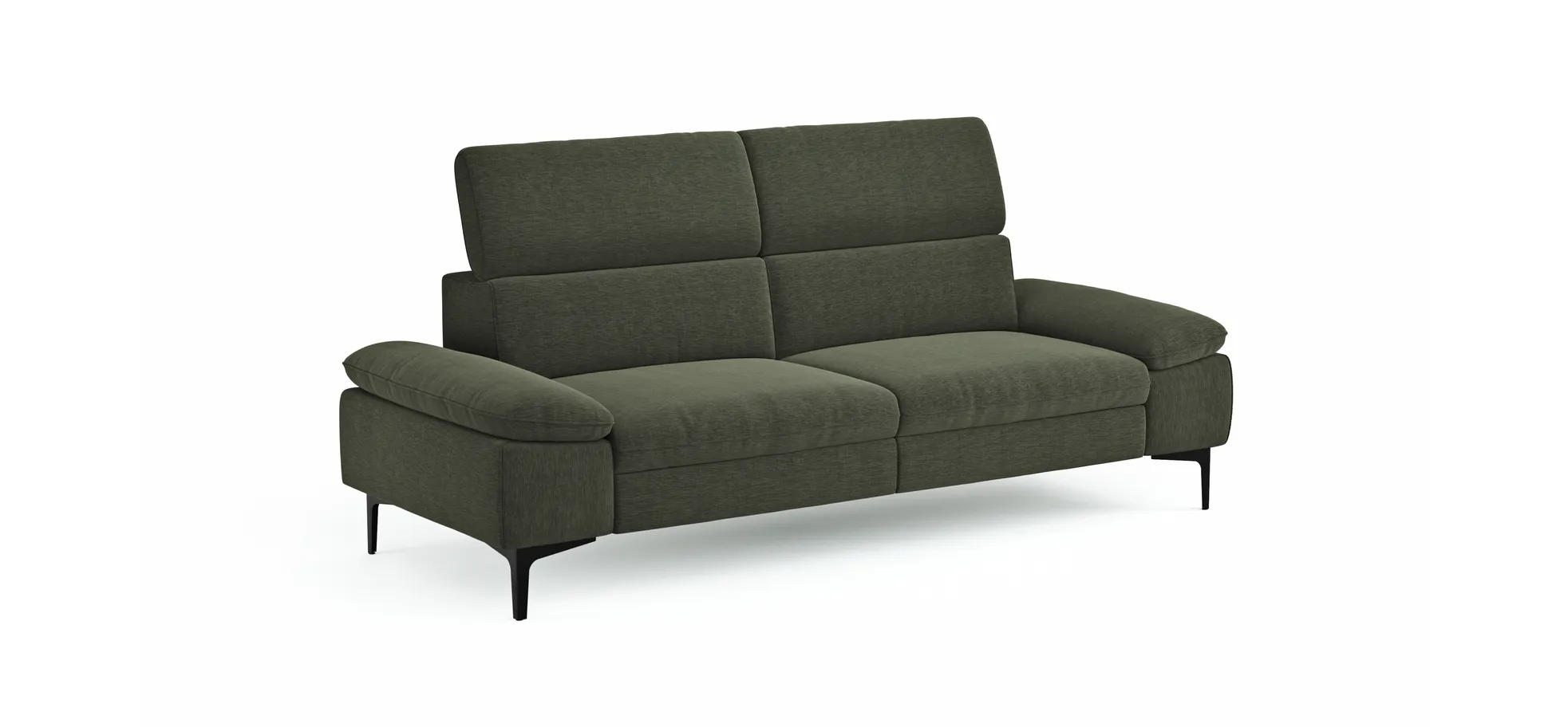 Sofa Felipa - 3-Sitzer inkl. Kopfteil verstellbar, Stoff, Dunkelgrün
