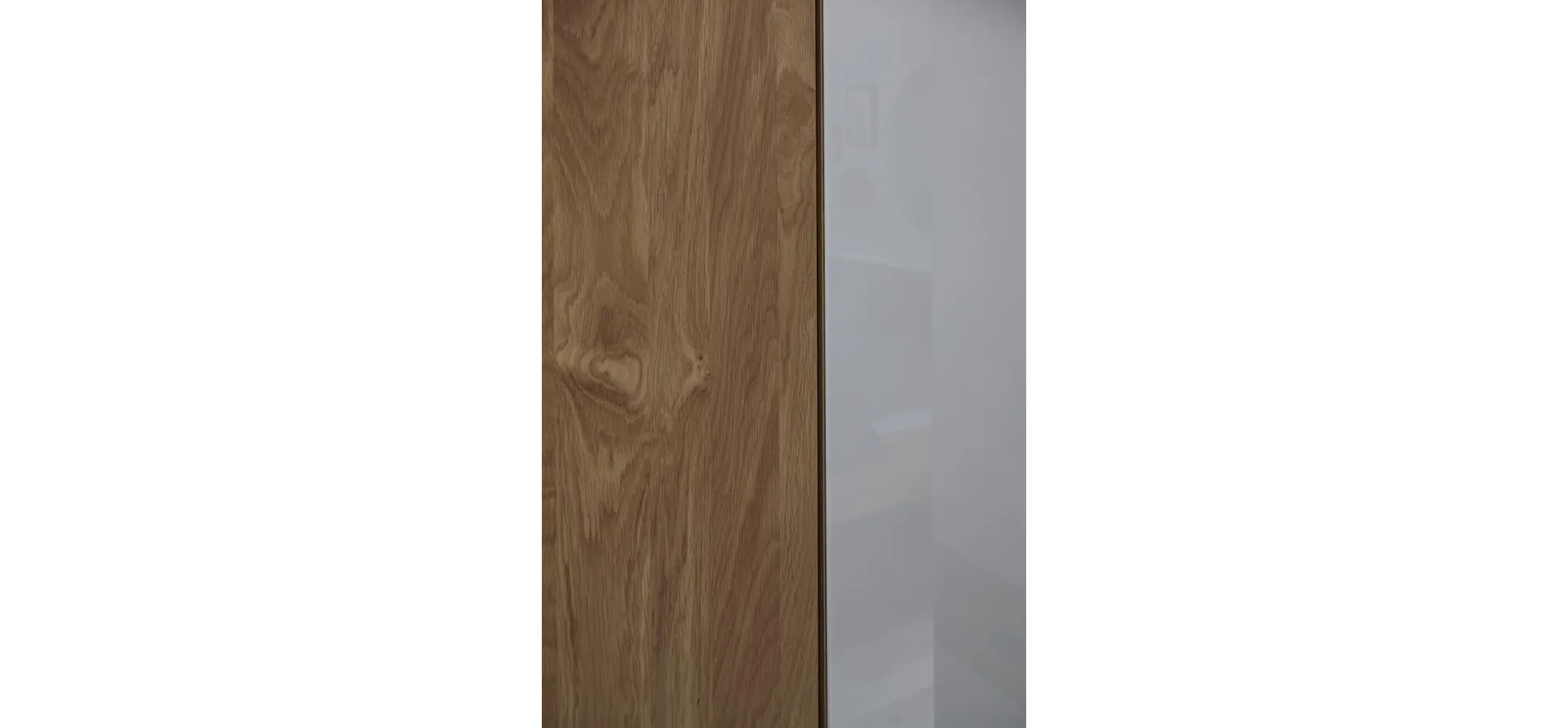Drehtürenschrank Lenoso - B. ca. 306 cm, Eiche massiv, Glas, Champagner