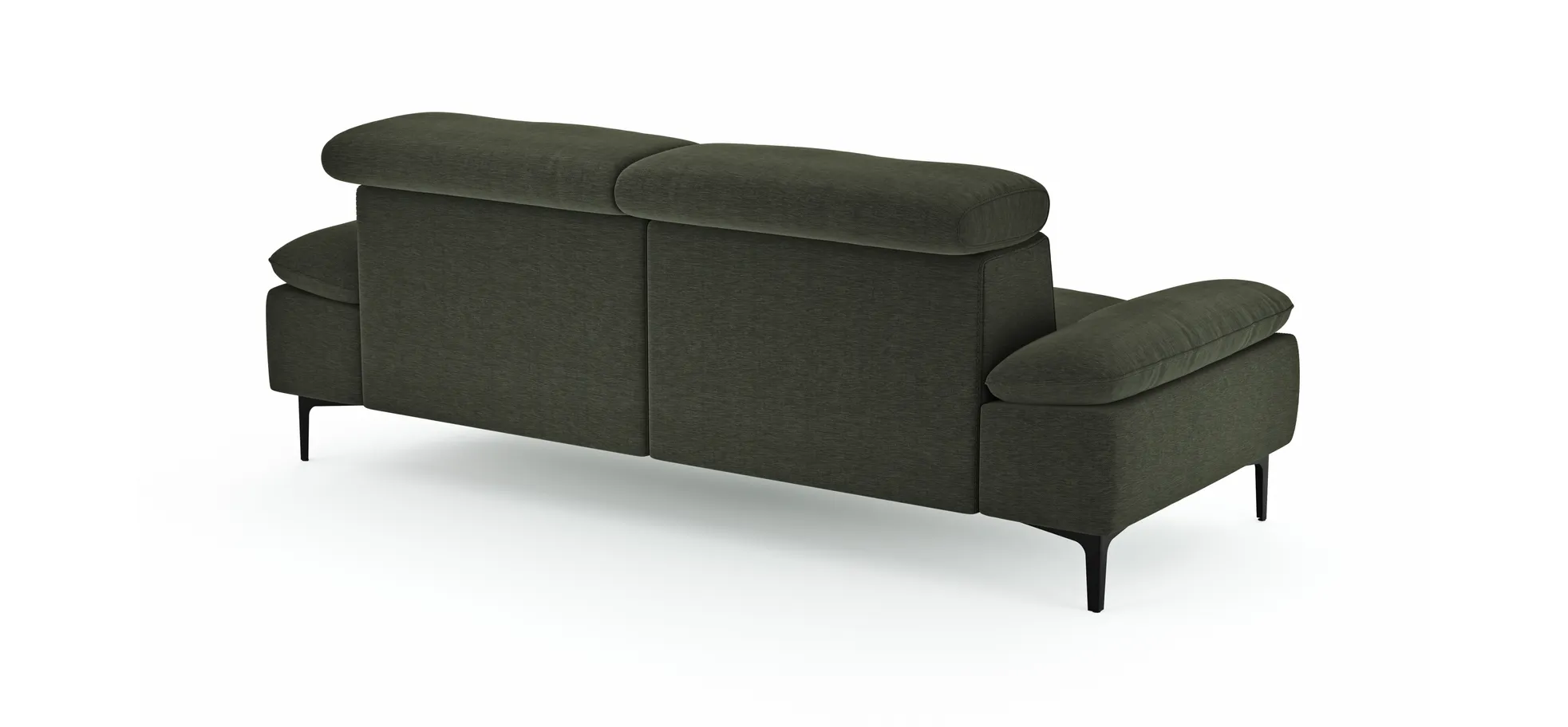 Sofa Felipa - 3-Sitzer inkl. Kopfteil verstellbar, Stoff, Dunkelgrün