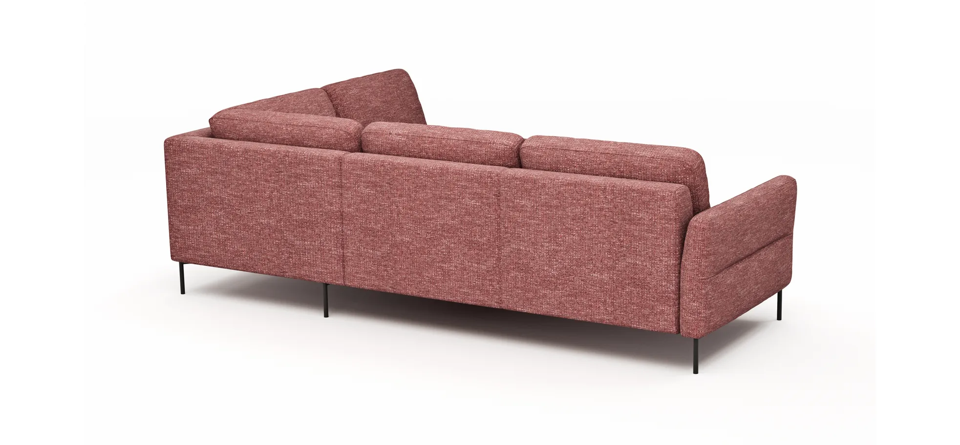Ecksofa Enna - 3-Sitzer mit Ecke rechts inklusive Sitzvorzug (motorisch), Stoff, Koralle