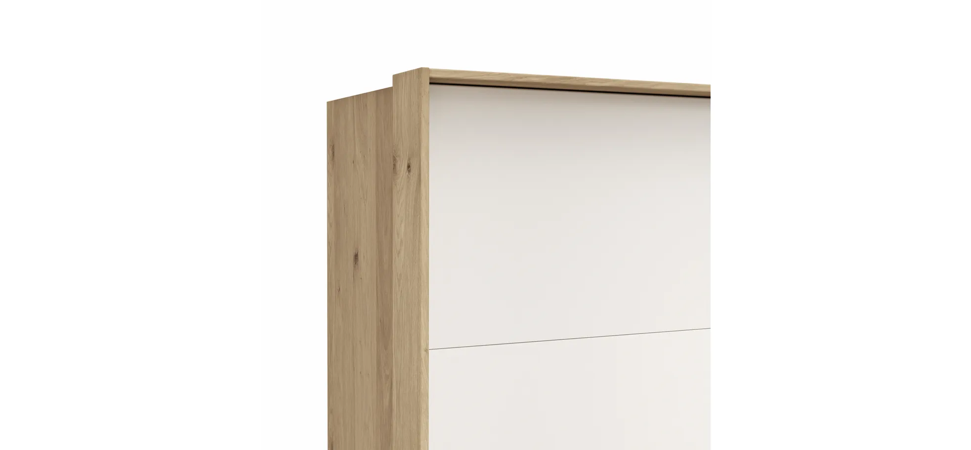 Schwebetürenschrank Viana - B ca. 248 cm, Furnier, Balkeneiche, Weiß