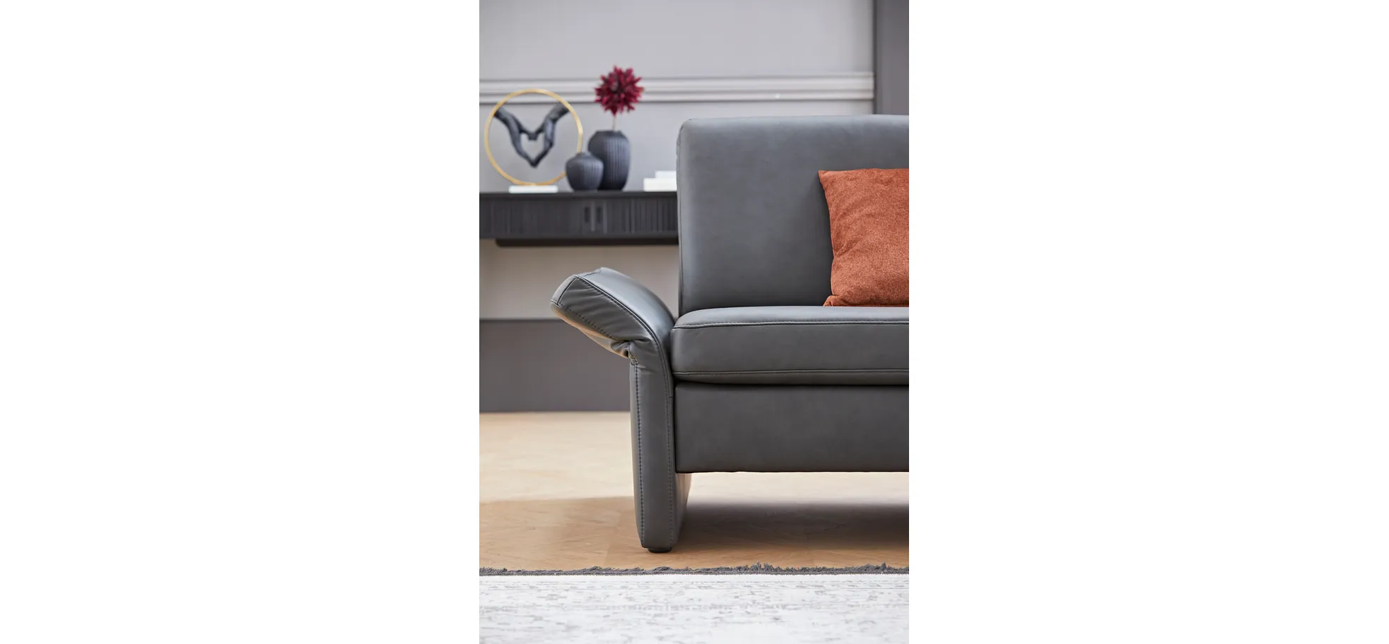Sofa Arima - 2,5-Sitzer, Leder, Anthrazit