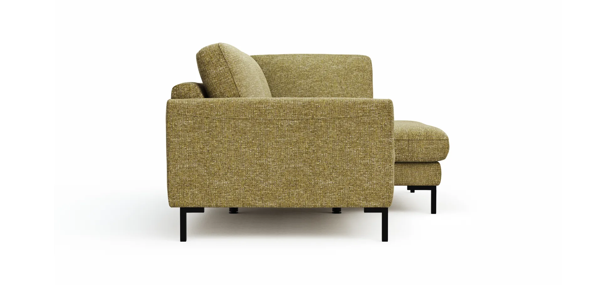 Ecksofa Oviedo - 1,5-Sitzer mit Ecke rechts, Stoff, Senfgelb