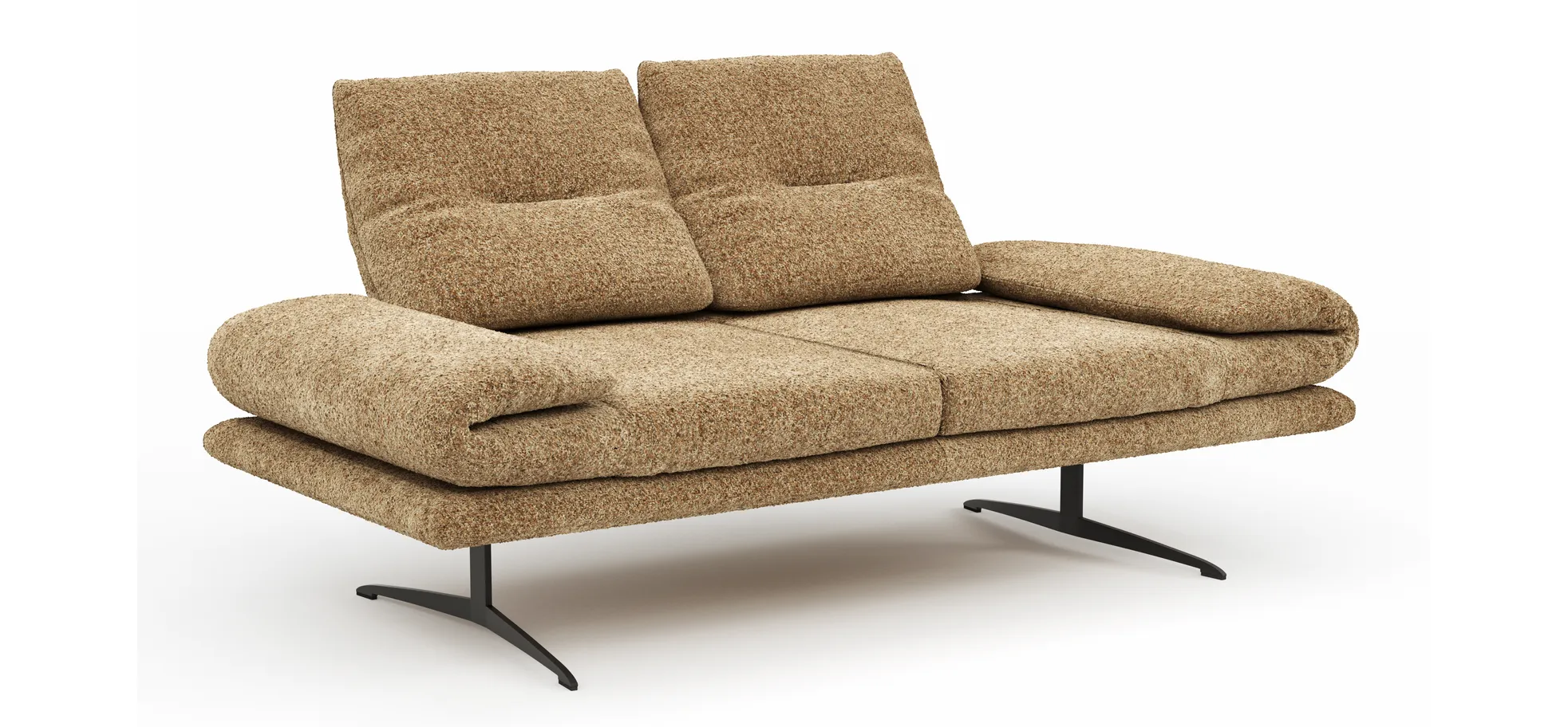 Sofa Lucero 2.0 - 2-Sitzer klein inkl. Rückenlehne, Stoff, Cognac