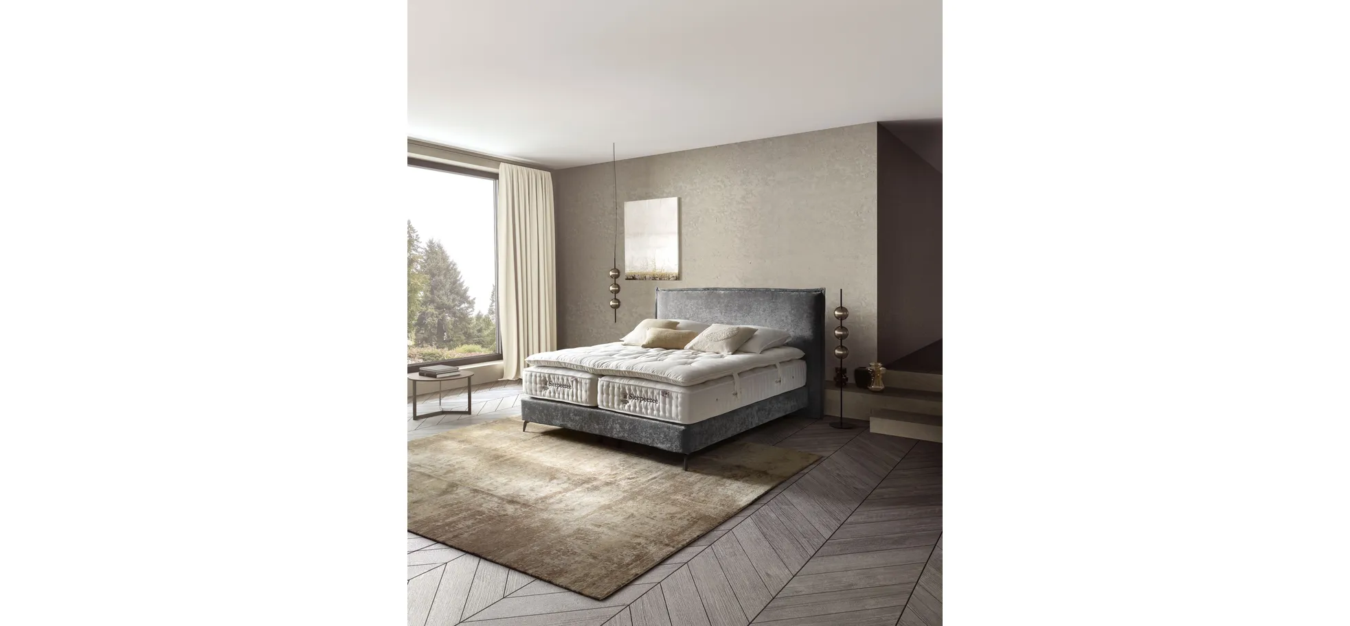 Boxspringbett Contur 2700 - Liegefläche ca. 180x200 cm, Stoff, Grau