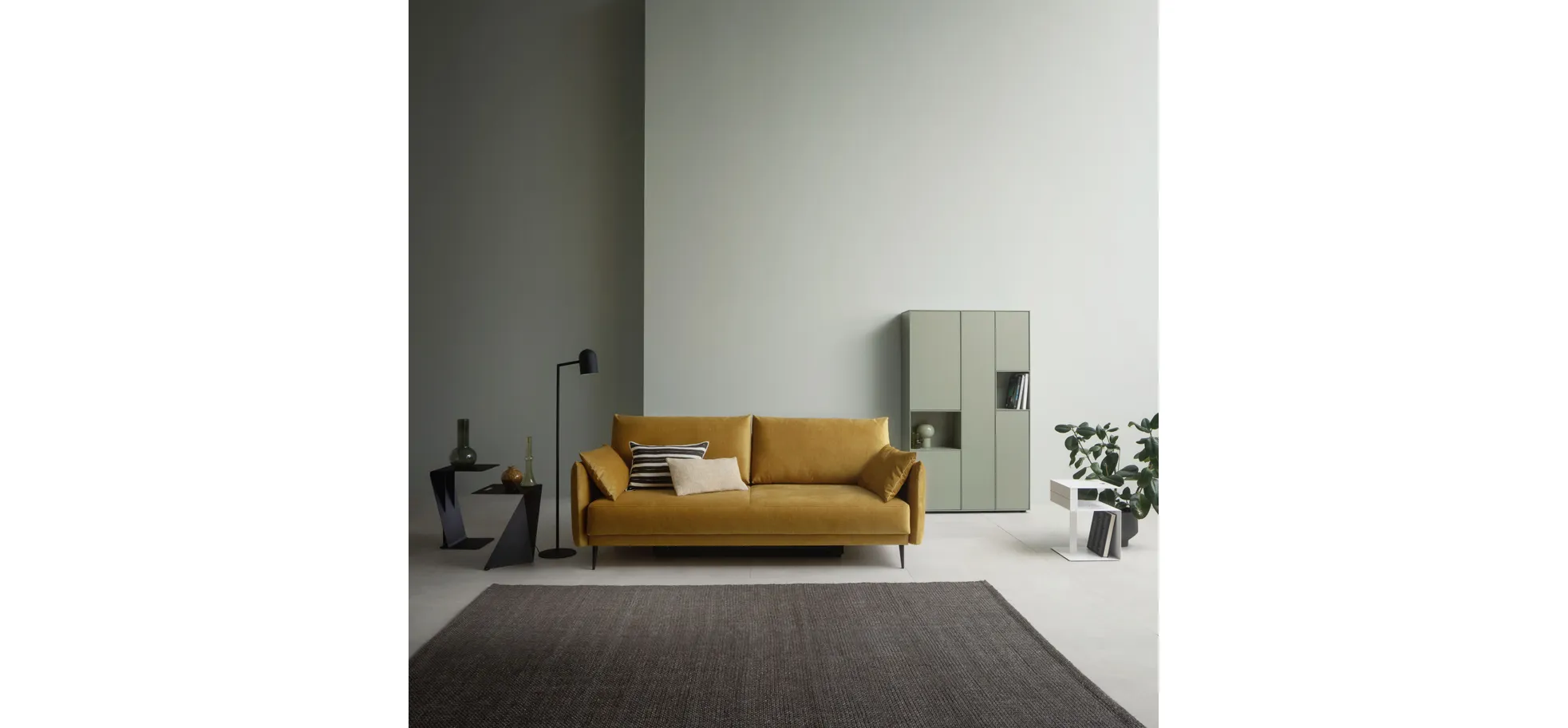 Schlafsofa Nettuno - 3-Sitzer, inkl. Schlaffunktion, Velour, Senfgelb