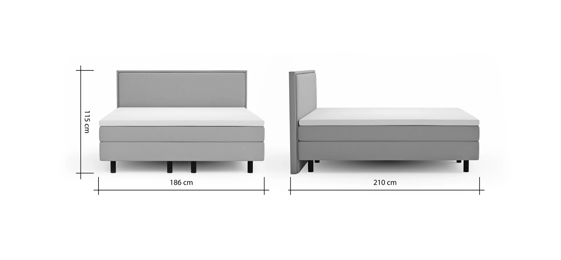Boxspringbett Valencia - Liegefläche ca. 180x200 cm, Stoff, Zink