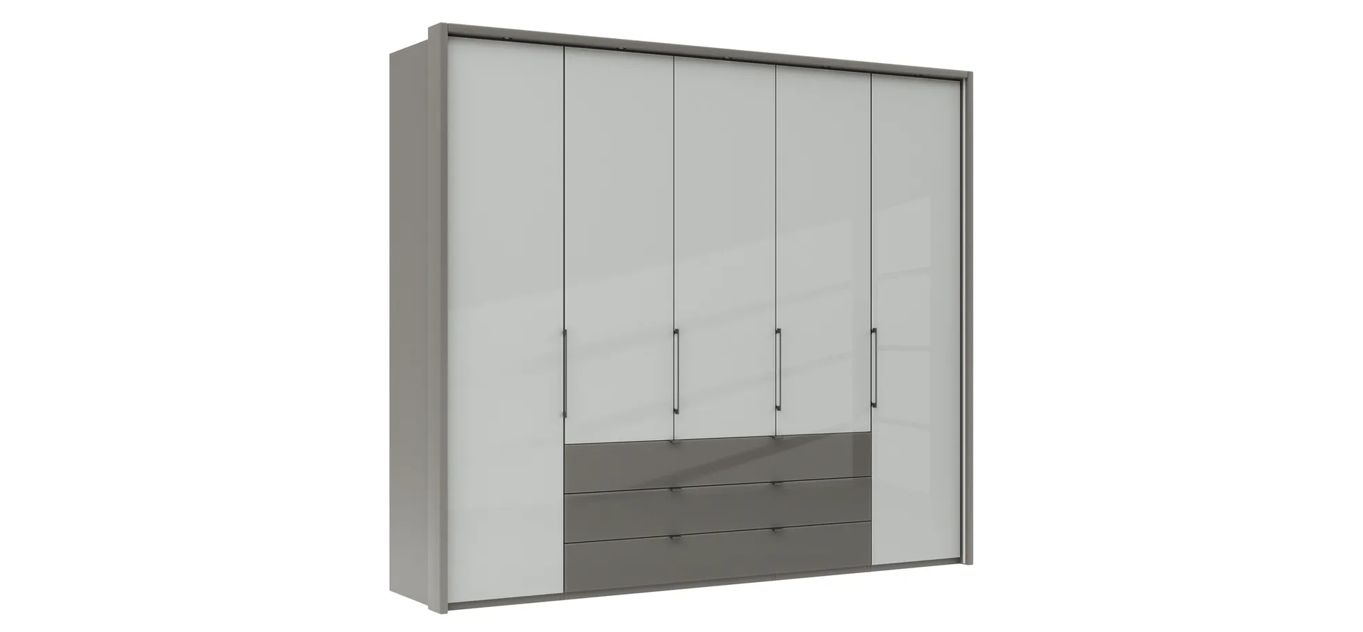 Drehtürenschrank Marbella - B. ca. 257cm, Korpus, Front Glas, Weiß 202437