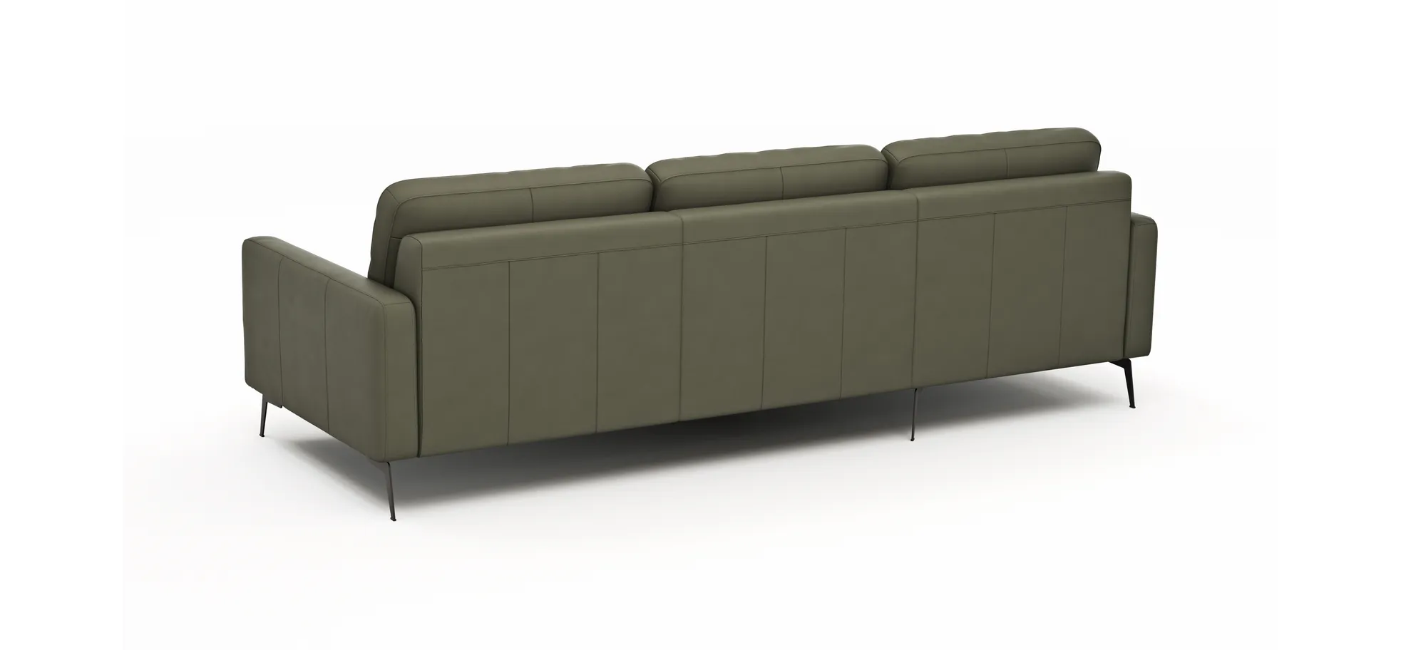 Ecksofa Enna - Longchair Links mit 3-Sitzer, Armlehne A, Leder, Olive