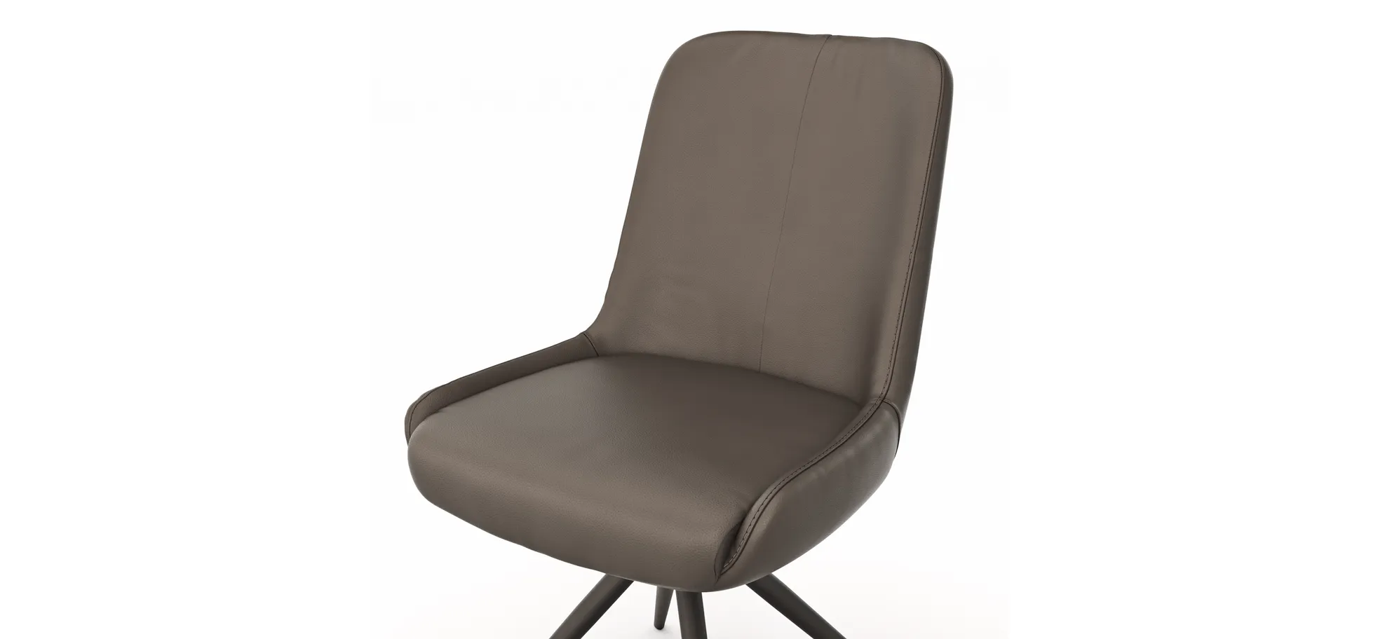 Stuhl Mis - Leder, Dunkelbraun, Drehbar, Gestell, Schwarz