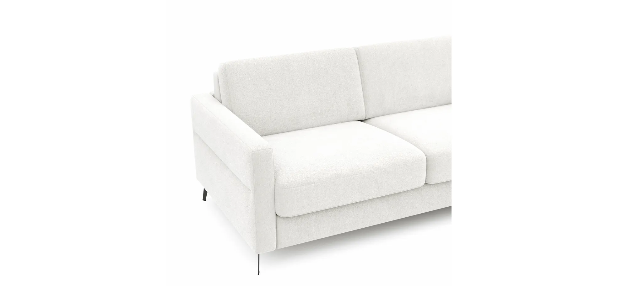 Schlafsofa Laredo - 2,5-Sitzer inkl. Schlaffunktion und Armlehne klappbar, Stoff, Offwhite