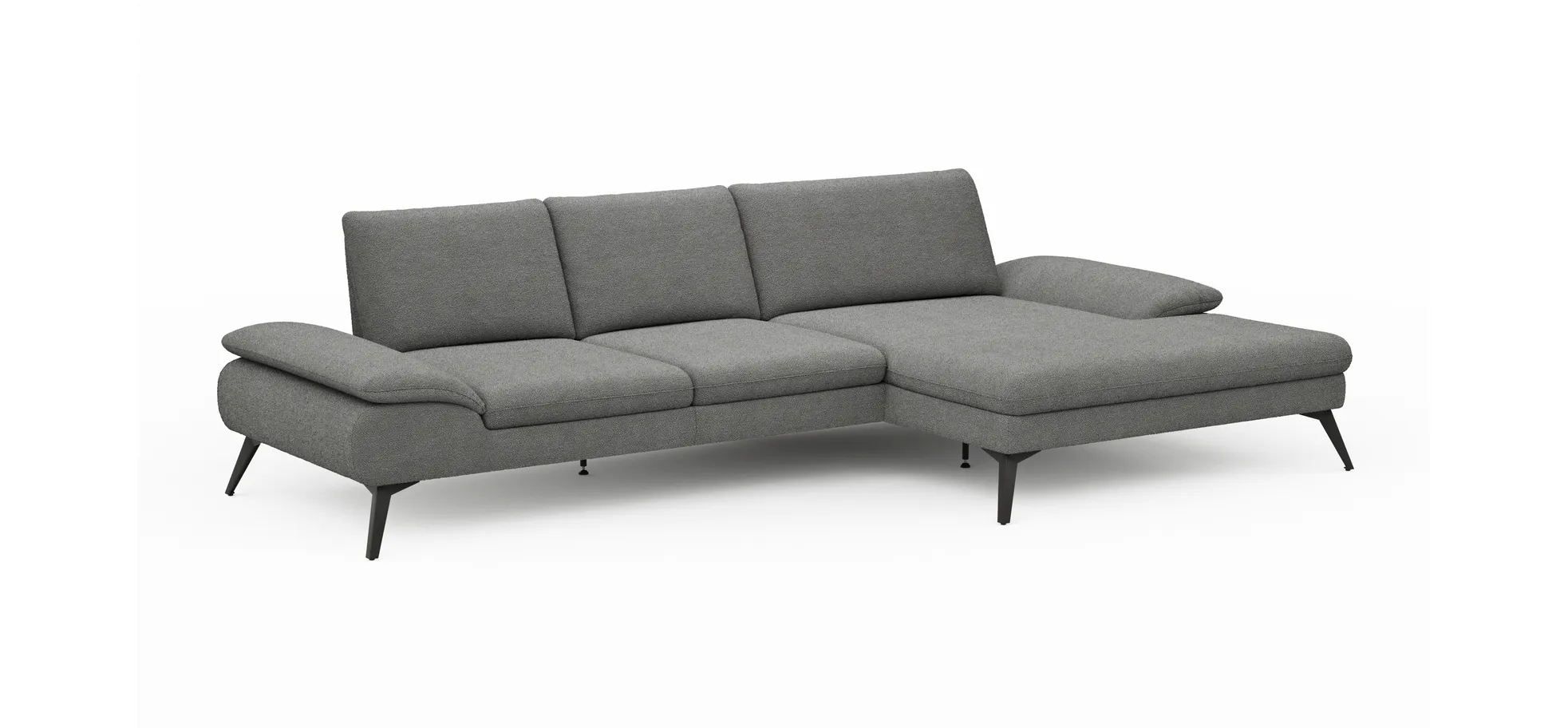 Ecksofa Collina - 2,5-Sitzer, Longchair rechts, Stoff, Dunkelgrau