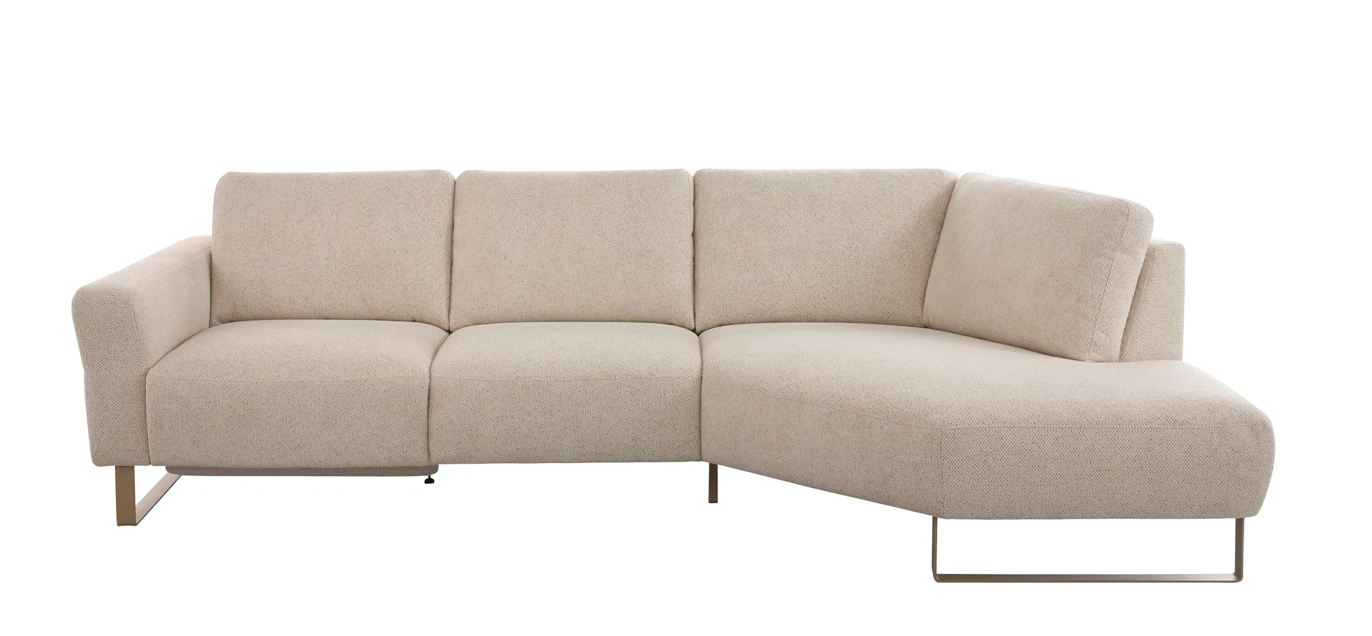 Ecksofa Leona - 2,5-Sitzer mit Ecke rechts inkl. Relaxfunktion motorisch, Stoff, Creme  3028074