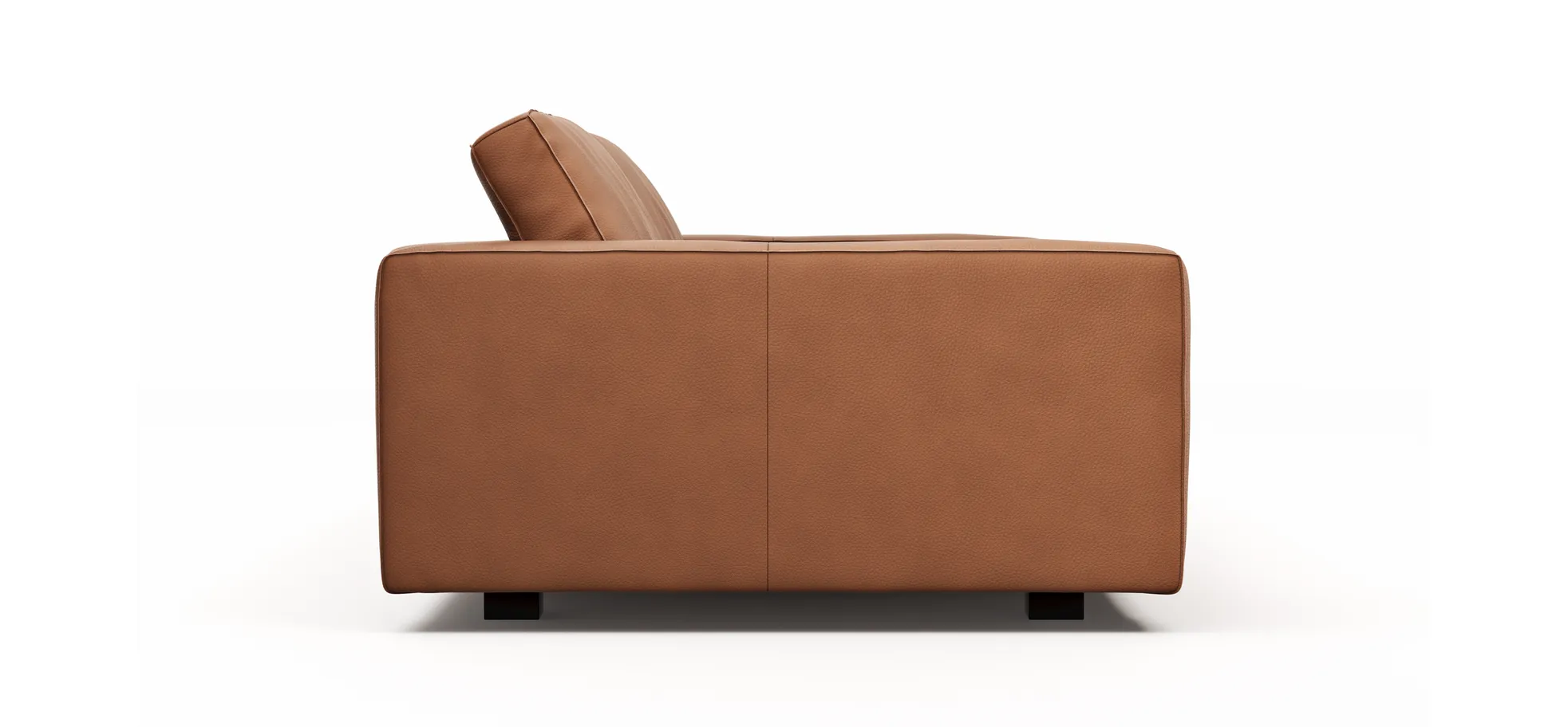 Sofa Aprino 2 - 3,5-Sitzer XL, Dickleder, Cognac, Armlehne Block schmal
