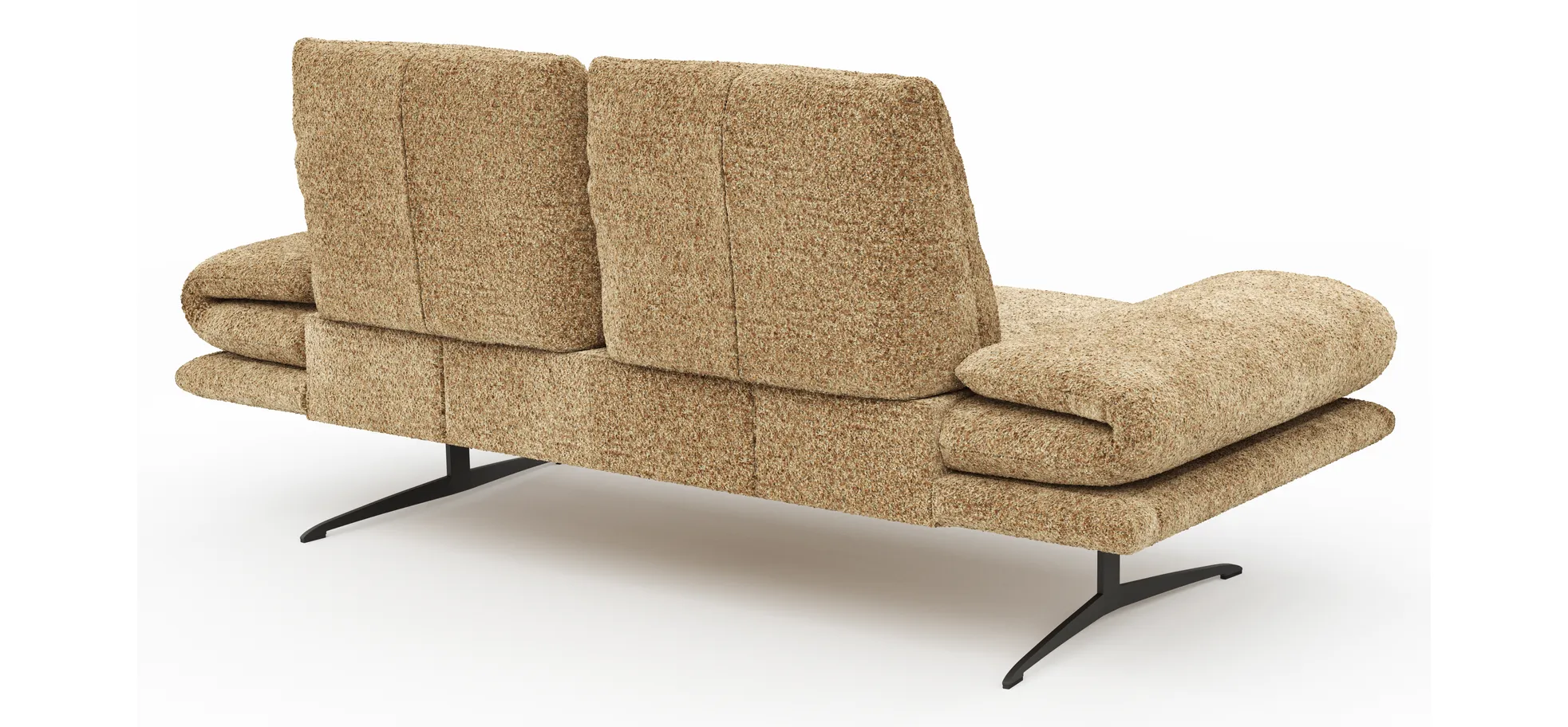 Ecksofa Lucero 2.0 - Longchair mit 2-Sitzer rechts inkl. Rückenlehne verstellbar, Stoff, Cognac