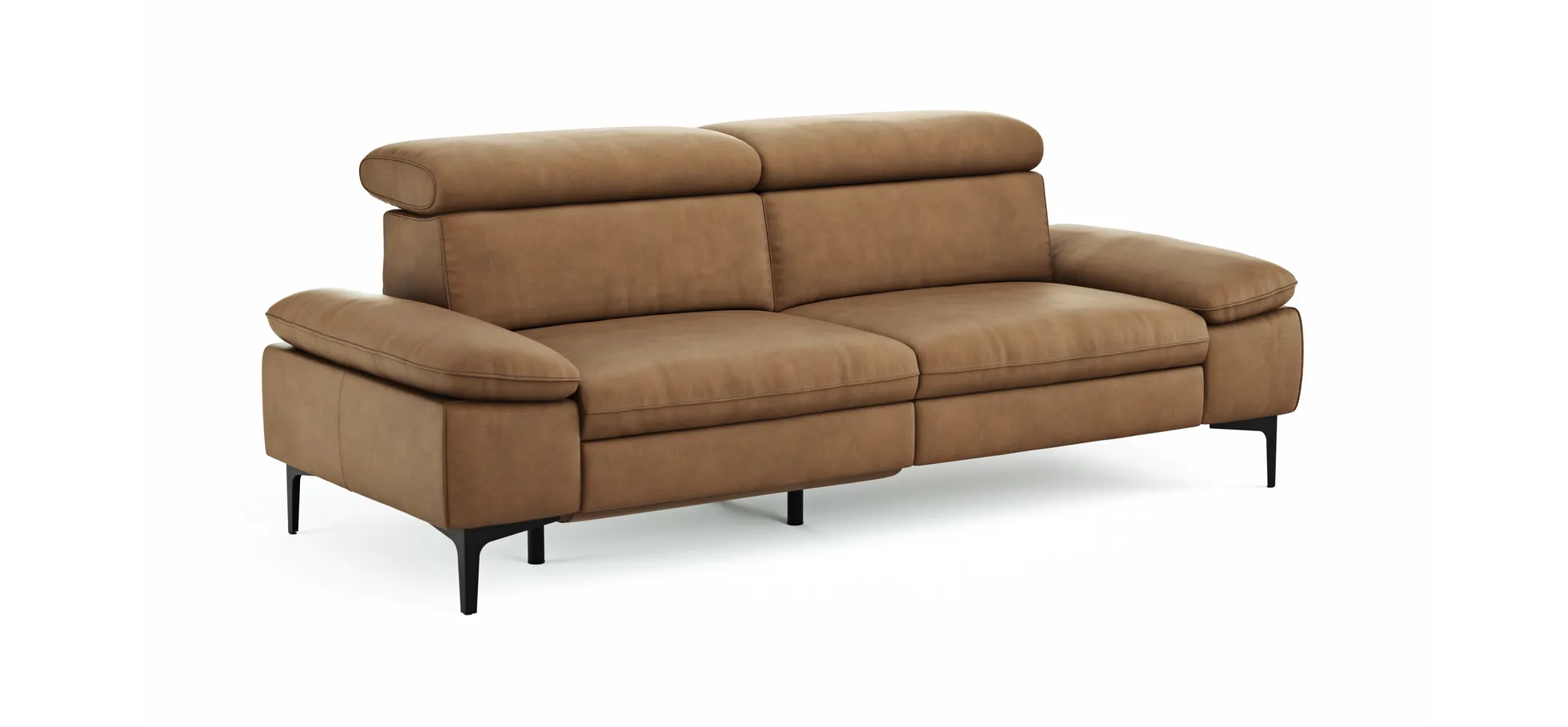 Sofa Felipa - 3-Sitzer inkl. Relaxfunktion (motorisch) und Kopfteil verstellbar, Leder, Cognac
