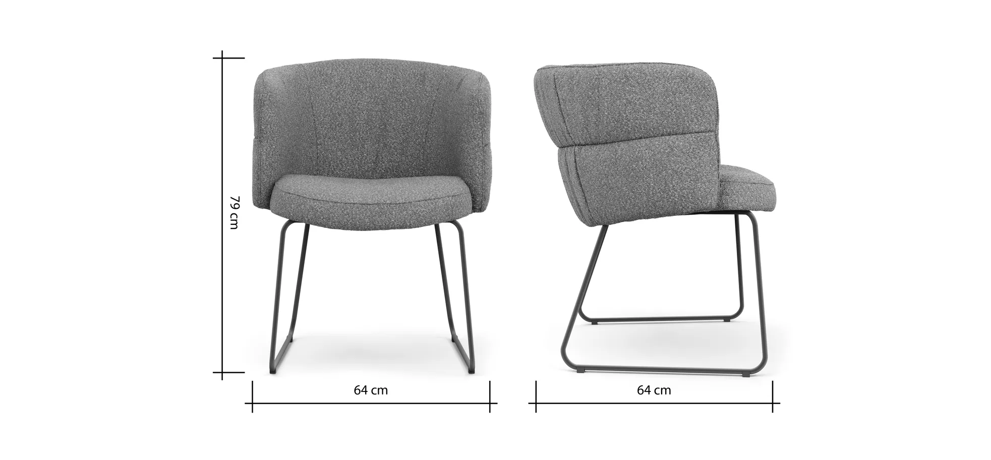 Armlehnstuhl Milana - Stoff, Grau