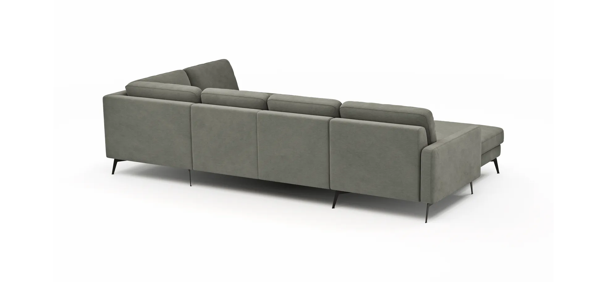 Wohnlandschaft Enna - Longchair links, 2,5-Sitzer, Ecke rechts, Stoff, Grau