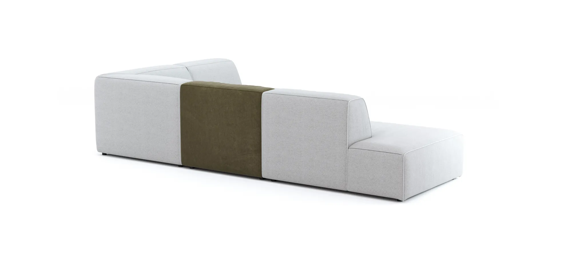 Ecksofa Elementos - Abschlusselement mit 1-Sitzer und Ecke rechts, Stoff, Hellgrau