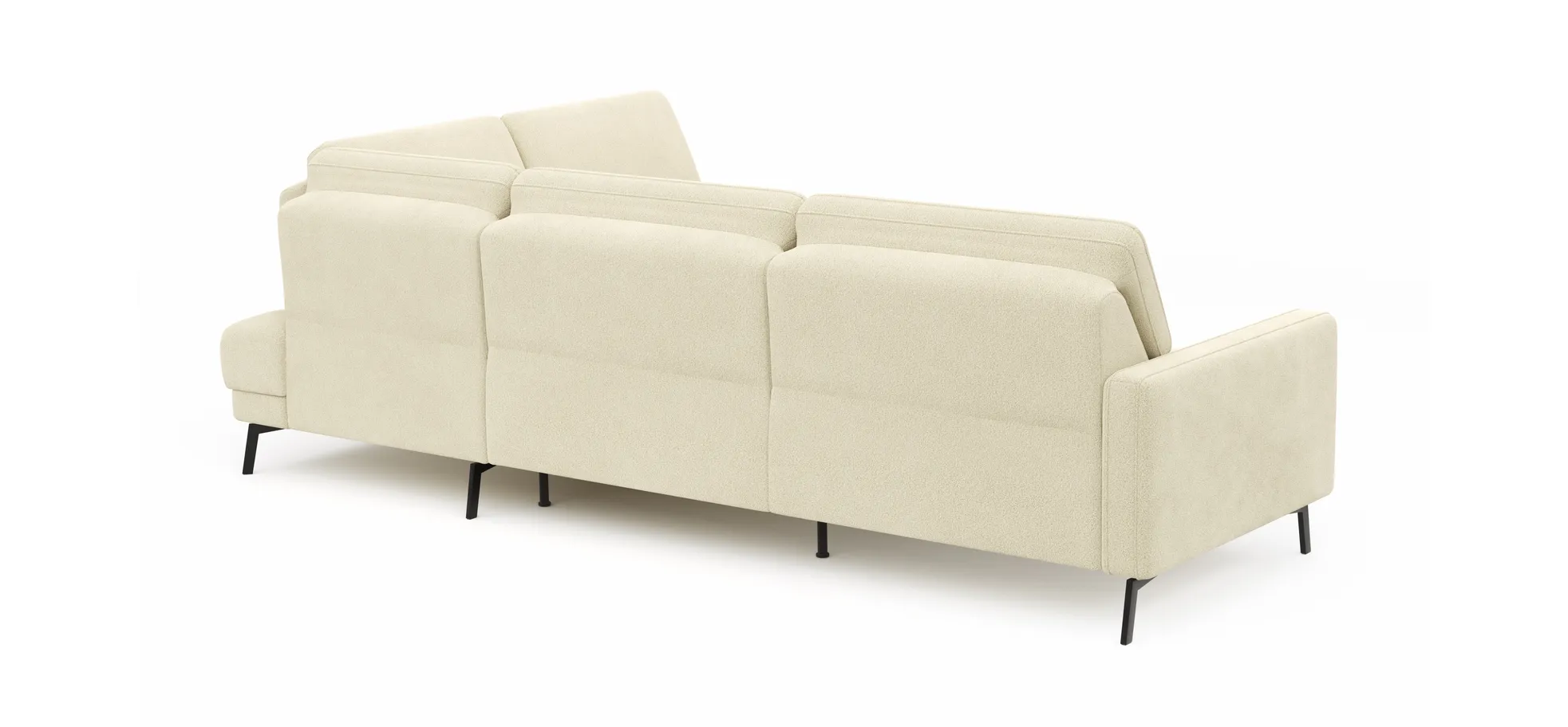 Ecksofa Valera - 3-Sitzer mit Ecke rechts inkl. Rückenlehne verstellbar, Stoff, Natur