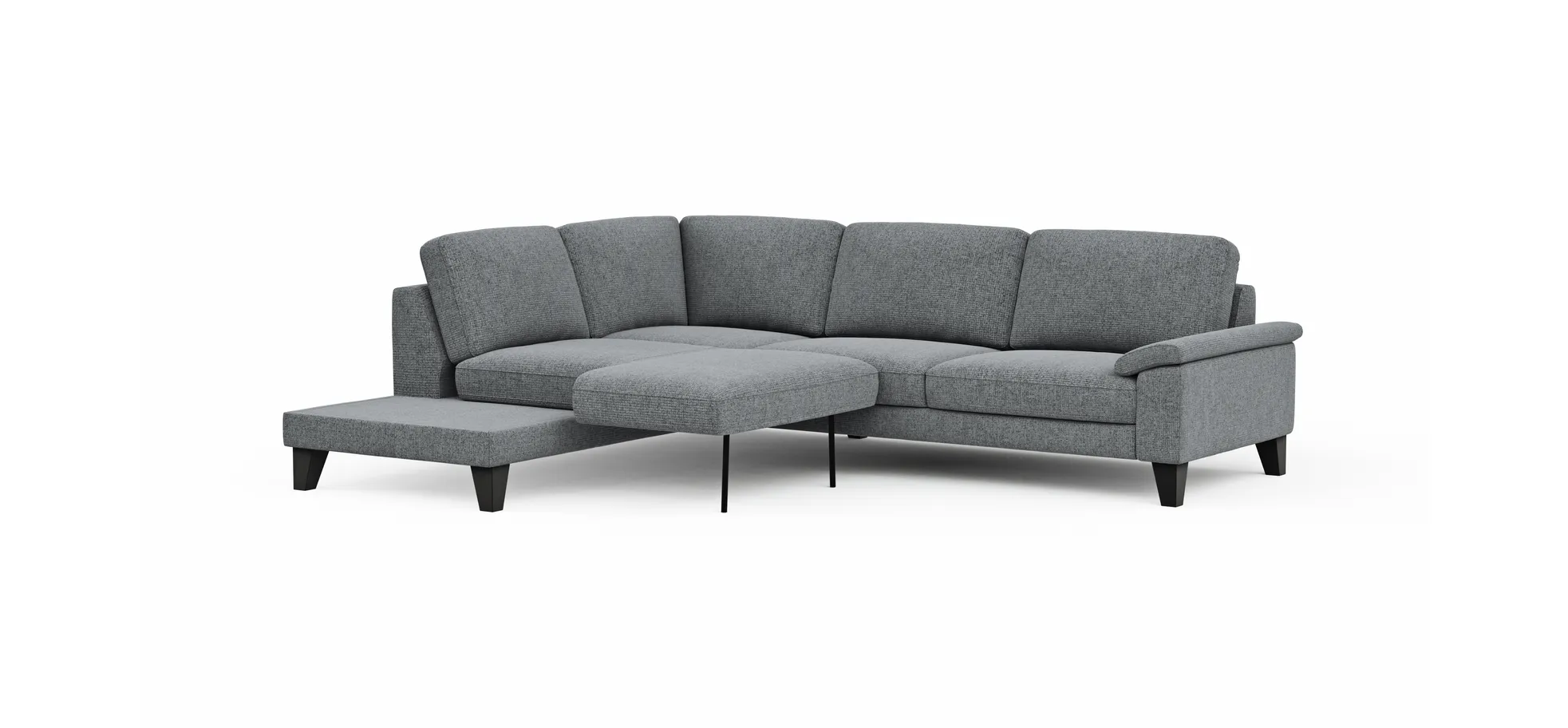 Ecksofa Oviedo - Ecke links mit 2,5-Sitzer inkl. Drehsitz, Stoff, Grau