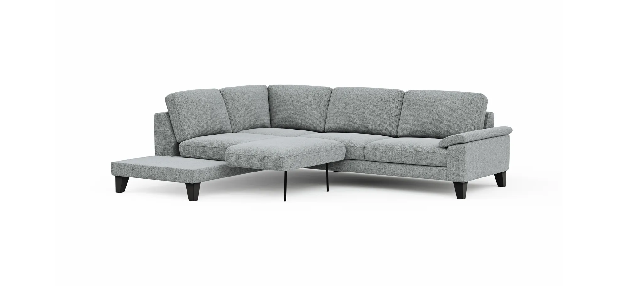 Ecksofa Oviedo - Ecke links mit 2,5-Sitzer inkl. Drehsitz, Stoff, Hellgrau