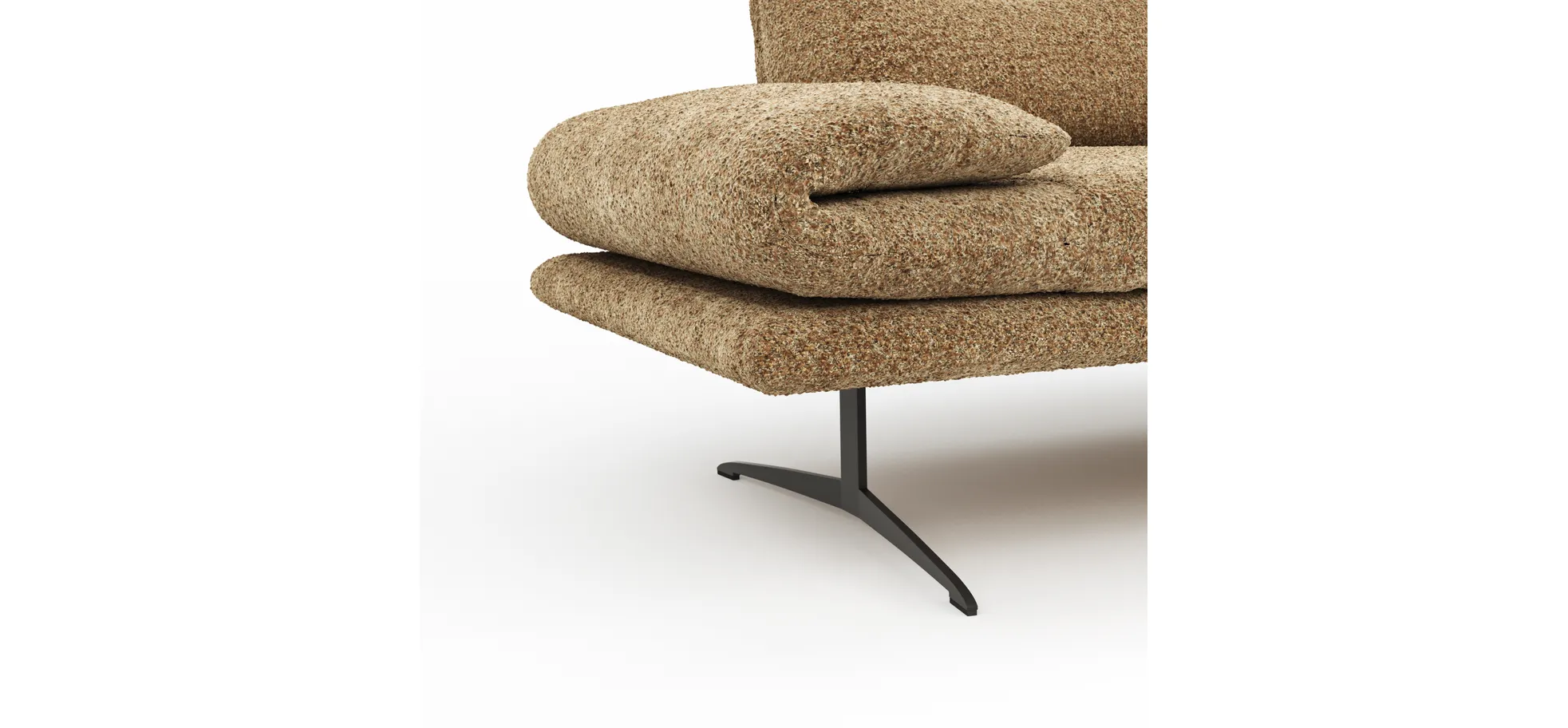 Ecksofa Lucero 2.0 - Longchair mit 2-Sitzer rechts inkl. Rückenlehne verstellbar, Stoff, Cognac