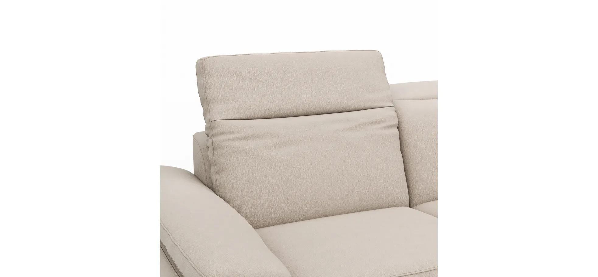 Sofa Rafaela 2.0 - 2,5-Sitzer inkl. Kopfteil verstellbar, Leder, Champagner