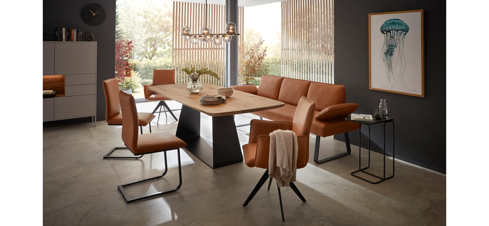 Armlehnstuhl Elda - drehbar, Leder, Cognac