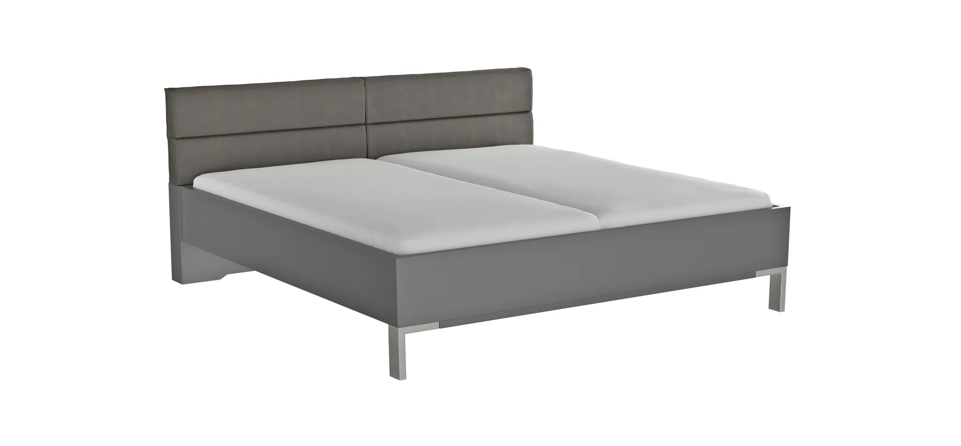 Bett Viana - Liegefläche ca. 200x200 cm, Holzwerkstoff Dunkelgrau , Kunstleder Anthrazit 103271