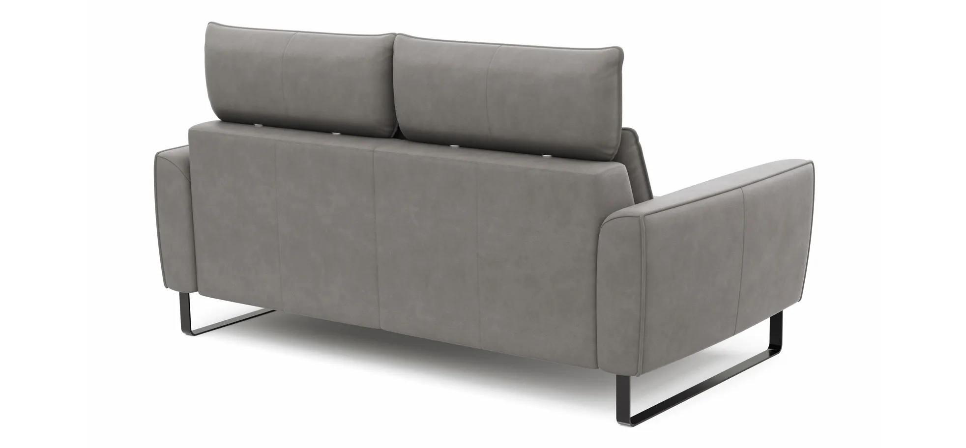 Sofa Avela - 2-Sitzer inkl. Kopfteil verstellbar, Leder, Steingrau