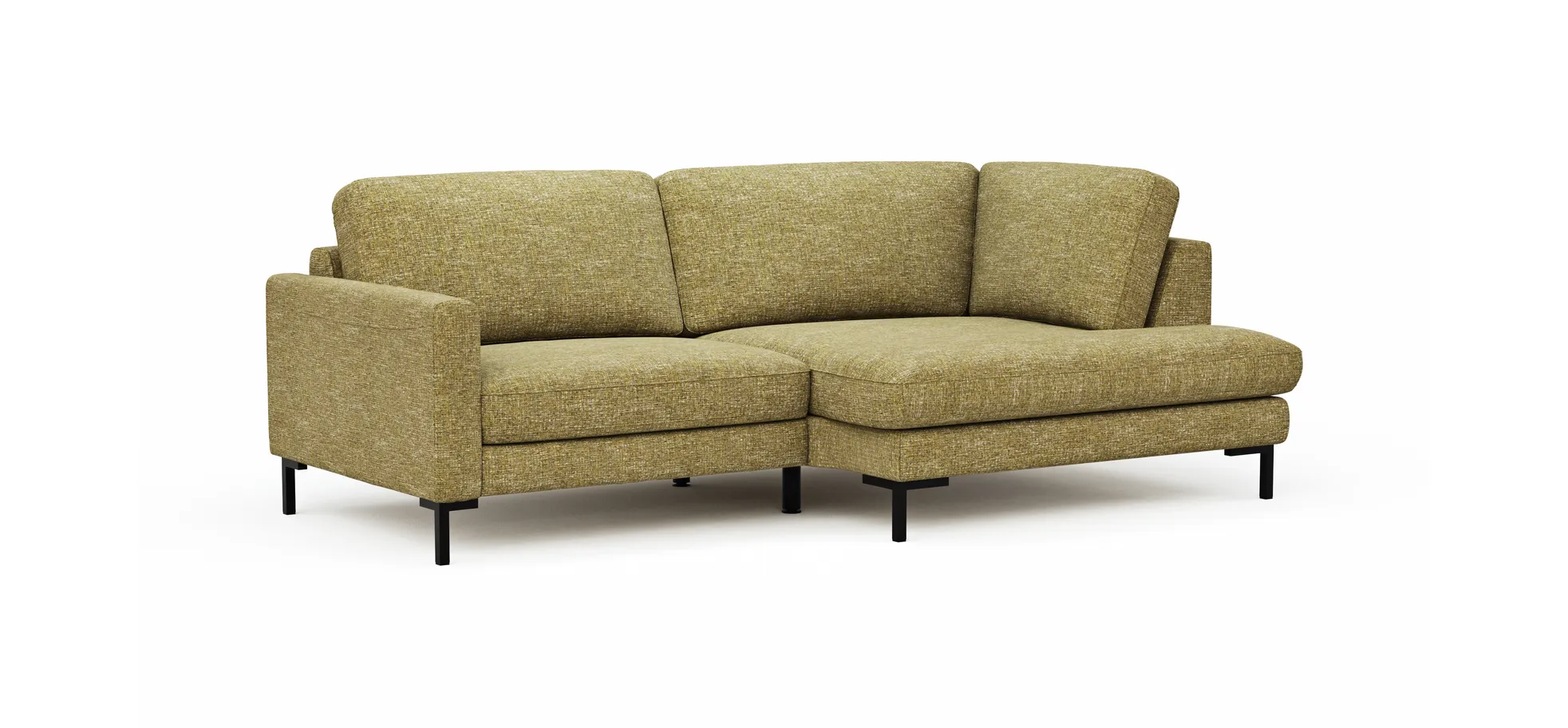 Ecksofa Oviedo - 1,5-Sitzer mit Ecke rechts, Stoff, Senfgelb