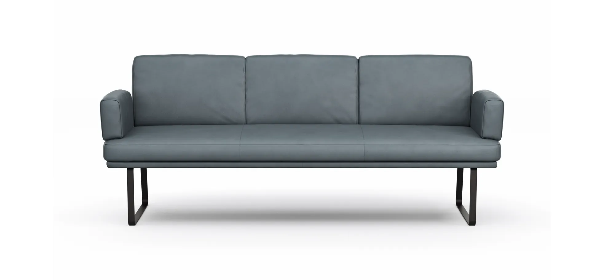 Bank Valloni - B ca. 221 cm, mit Arm- und Rückenlehne, Leder, Hellblau