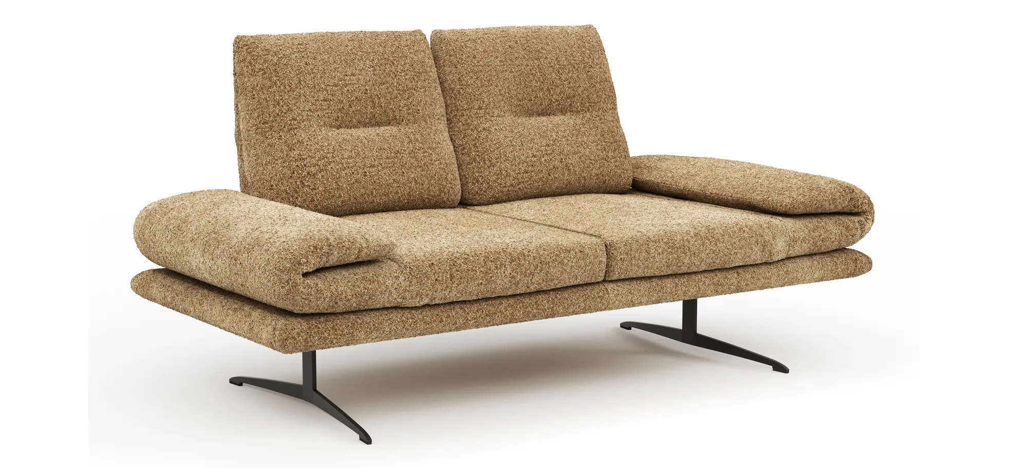 Sofa Lucero 2.0 - 2-Sitzer klein inkl. Rückenlehne, Stoff, Cognac