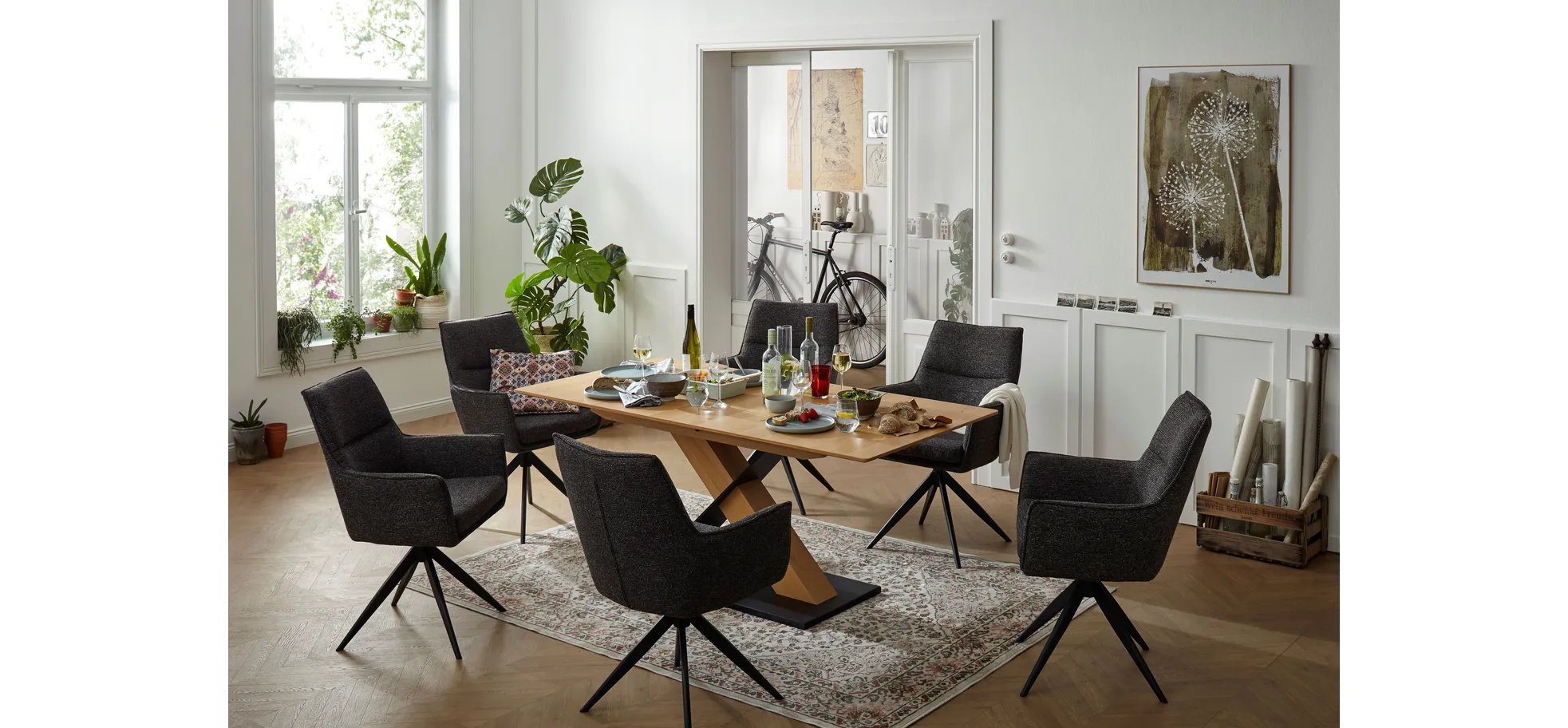 Esstisch Dinner - verlängerbar, LB ca. 140x90cm, Eiche furnier