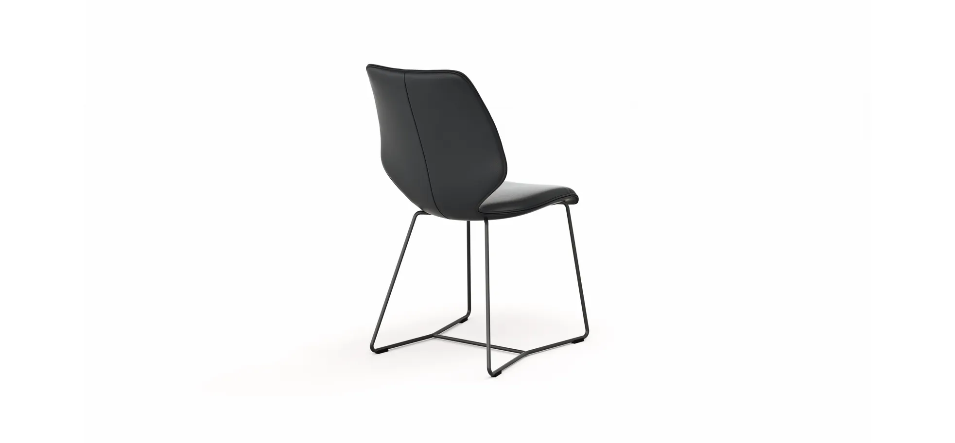 Stuhl Penthouse - Leder, Schwarz, Kufen, Anthrazit