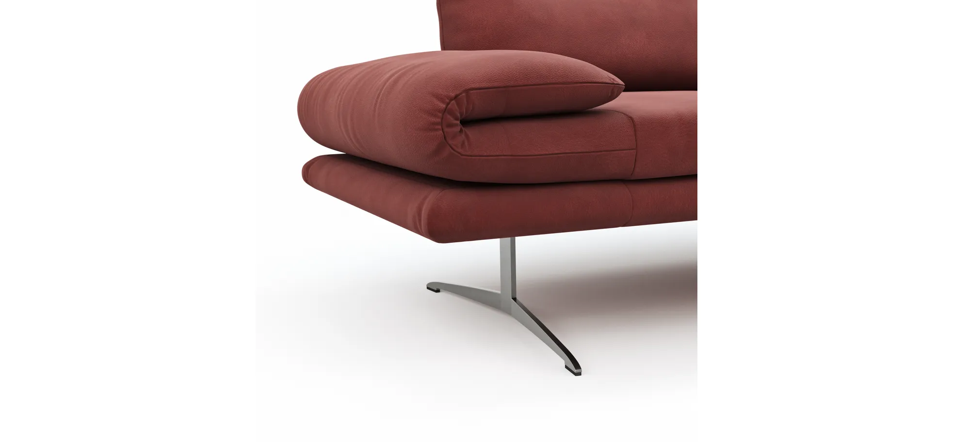 Sofa Lucero - 2,5-Sitzer inkl. Rückenlehne/Armlehne/Sitztiefe verstellbar und drehbares Sitzelement, Leder, Weinrot