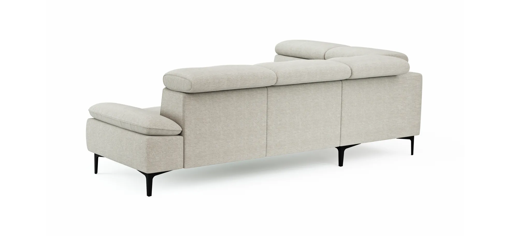 Ecksofa Felipa - Ecke links mit 2,5-Sitzer inkl. Kopfteil verstellbar, Stoff, Natur