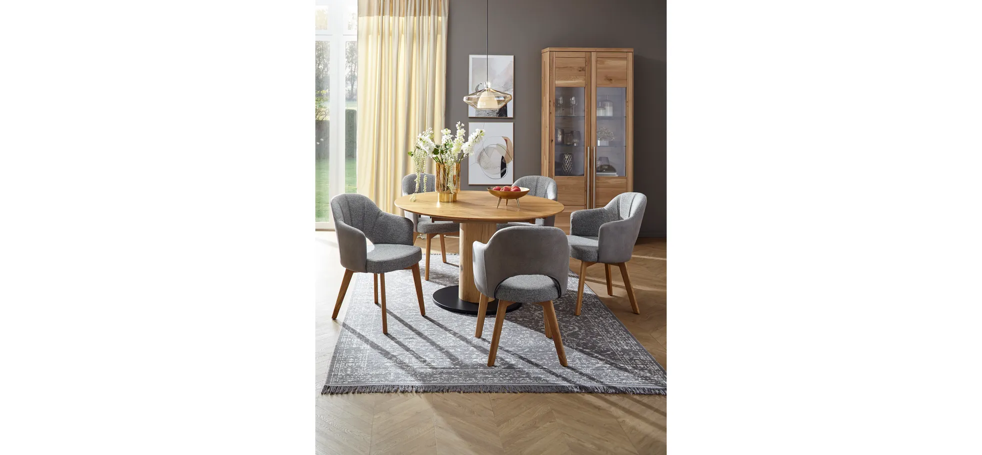 Esstisch 5000 - D ca. 130 cm, ausziehbar, Wildeiche Massiv