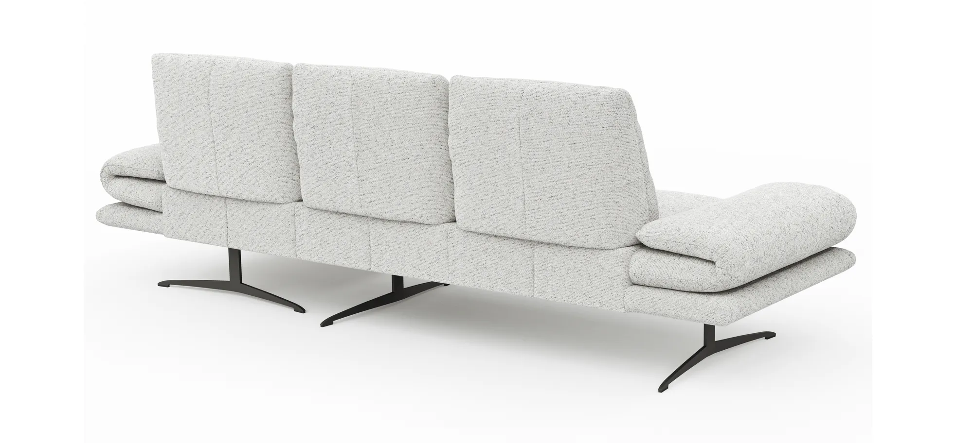 Ecksofa Lucero 2.0 - 2-Sitzer mit Longchair rechts inkl. Rückenlehne verstellbar, Stoff, Offwhite